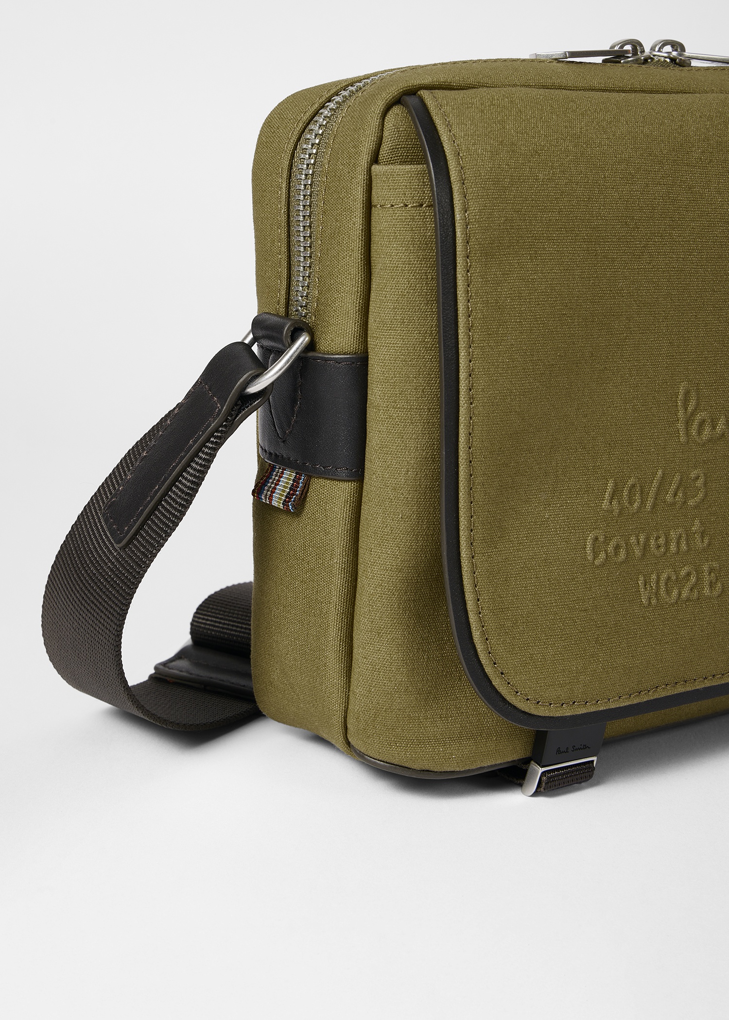 Khaki 'Floral Street' Cotton Canvas Messenger Bag - 5