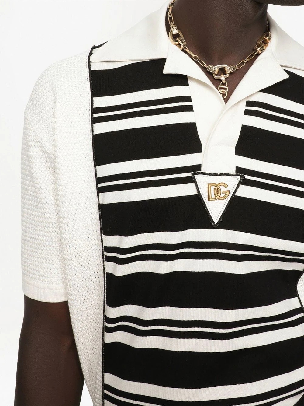 DG logo striped-panel polo shirt - 5