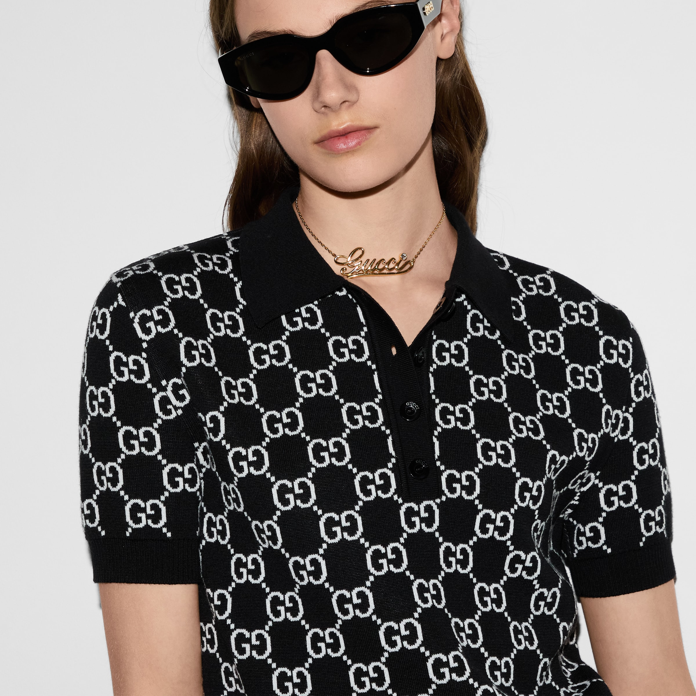 Reversible GG wool jacquard polo shirt - 5
