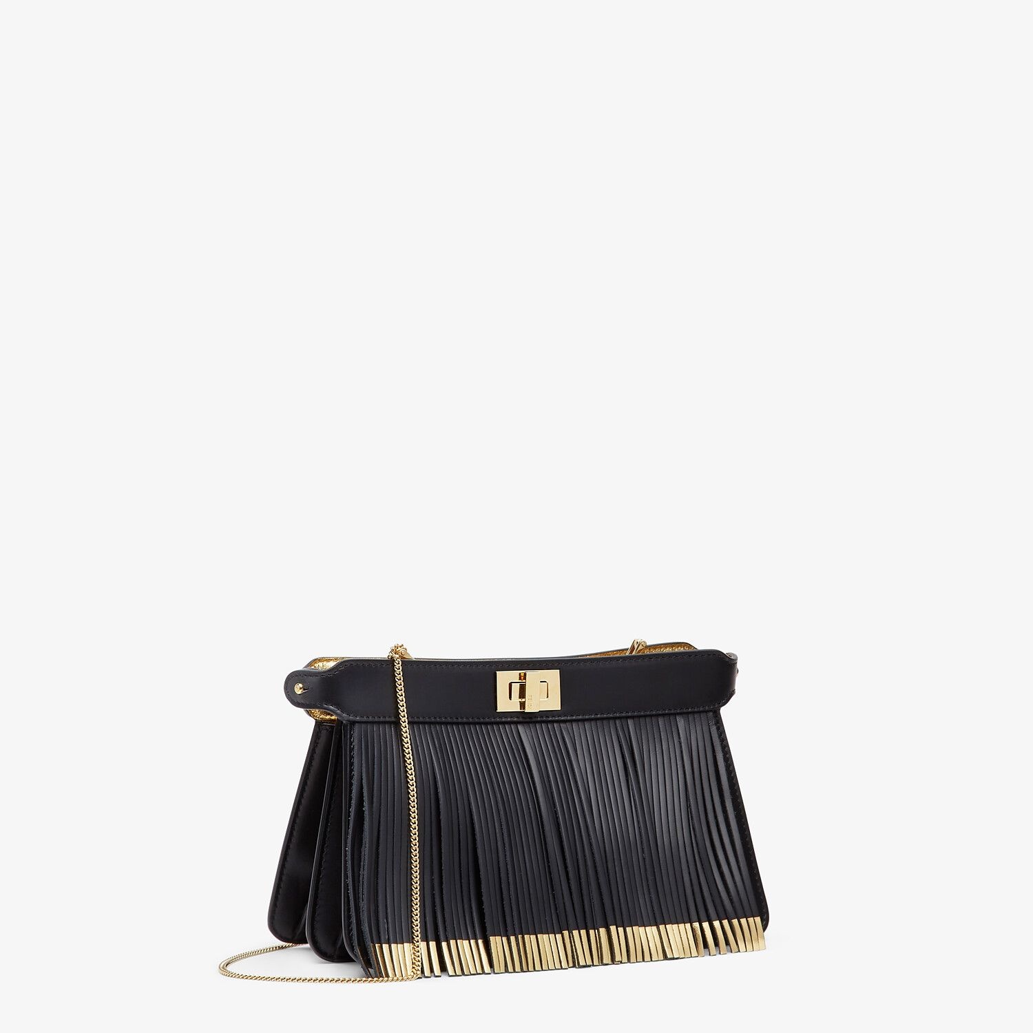 Black leather bag with fringes - 3