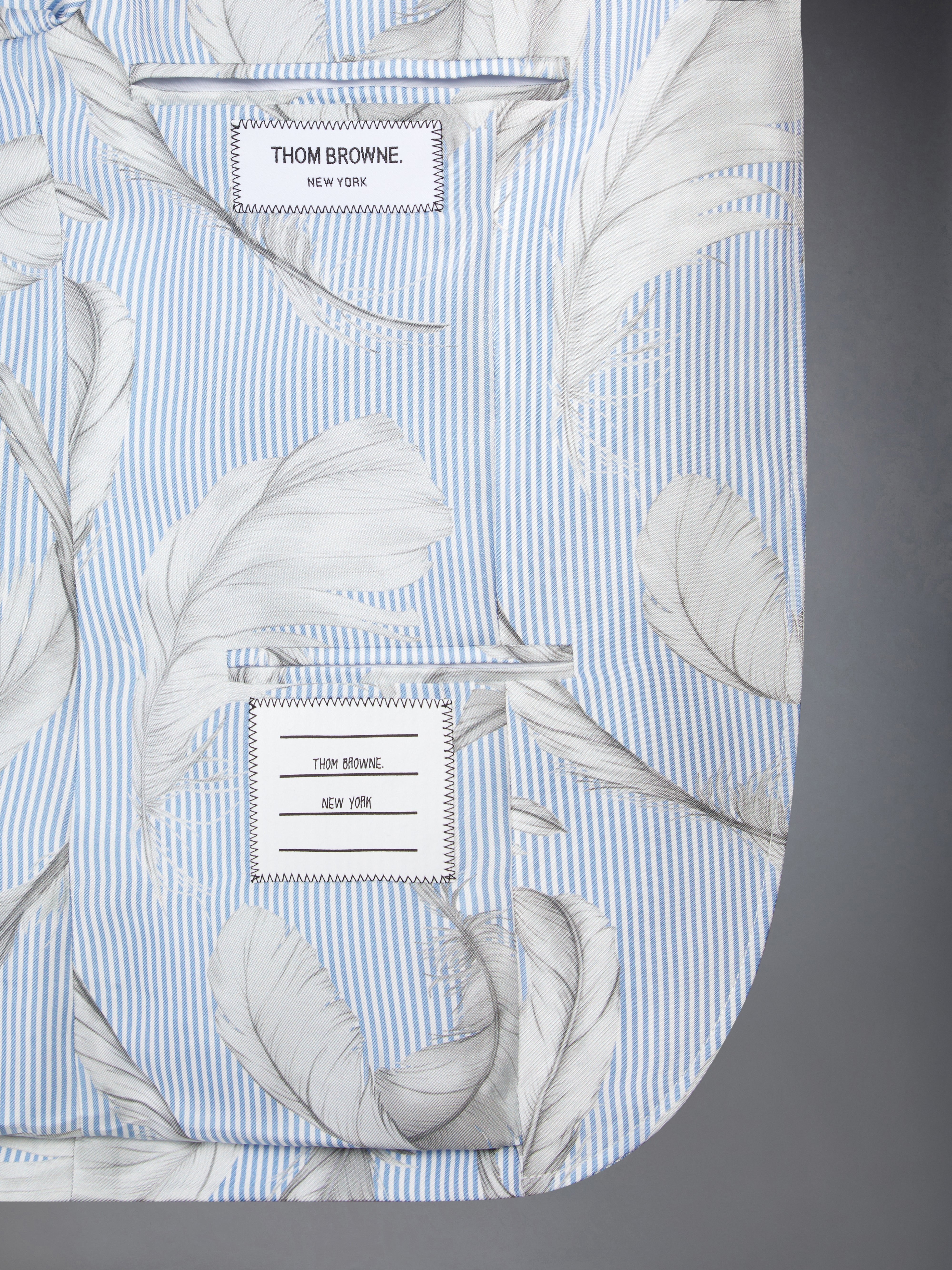 FEATHER PRINTED SILK TWILL HIGH ARMHOLE SPORTCOAT - 5