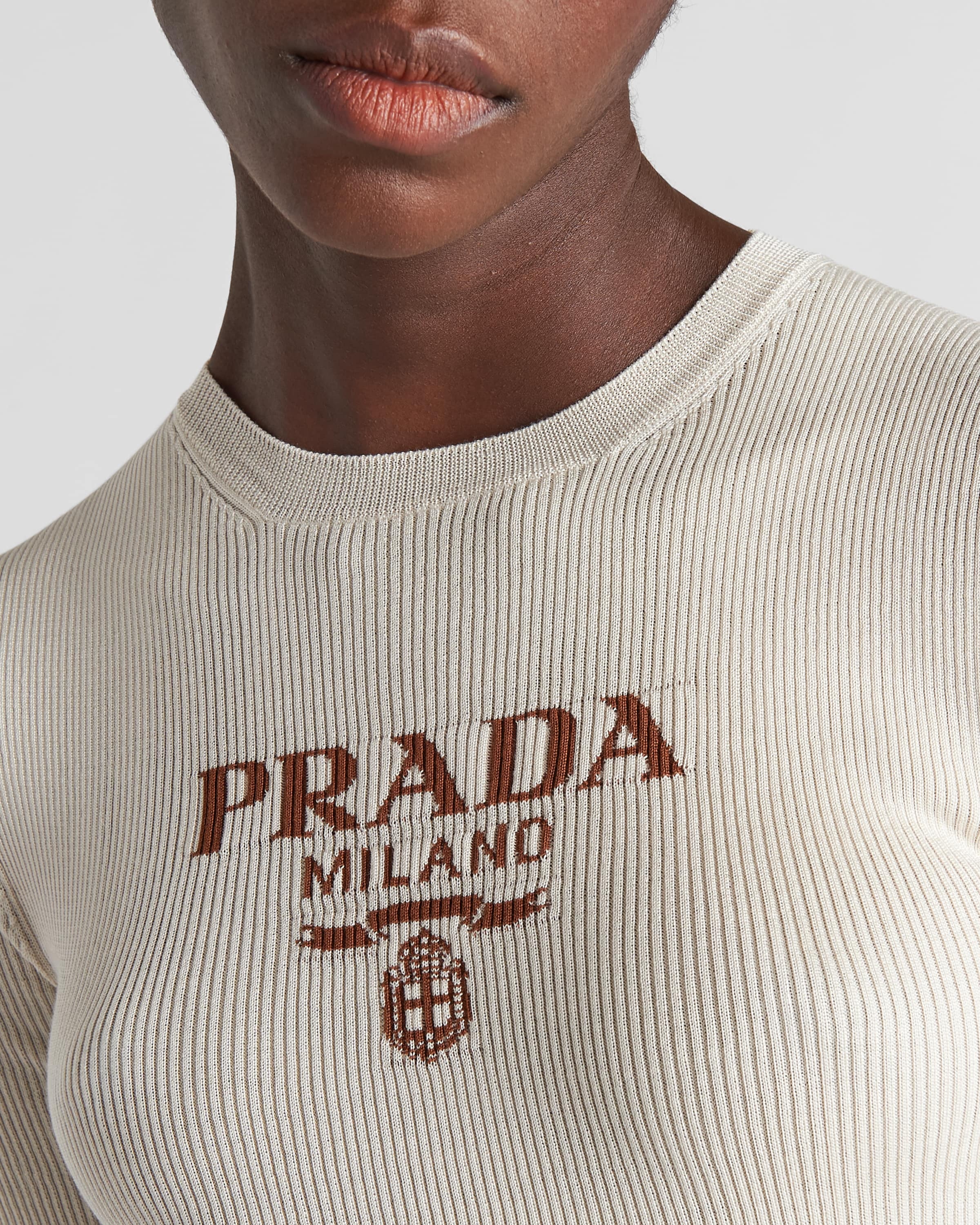Silk crew-neck sweater with logo - 4