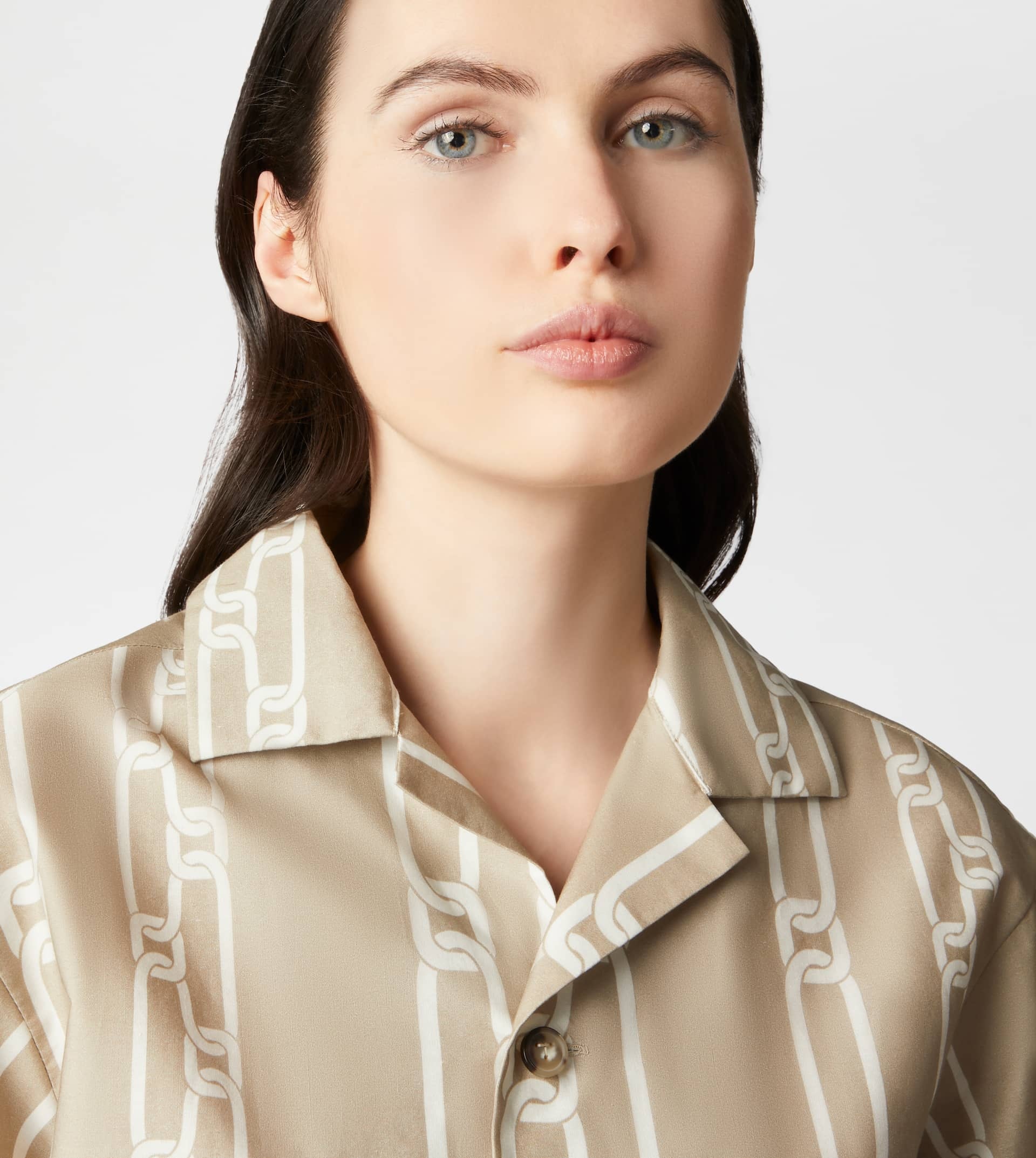 SHIRT IN COTTON - BEIGE, WHITE - 3