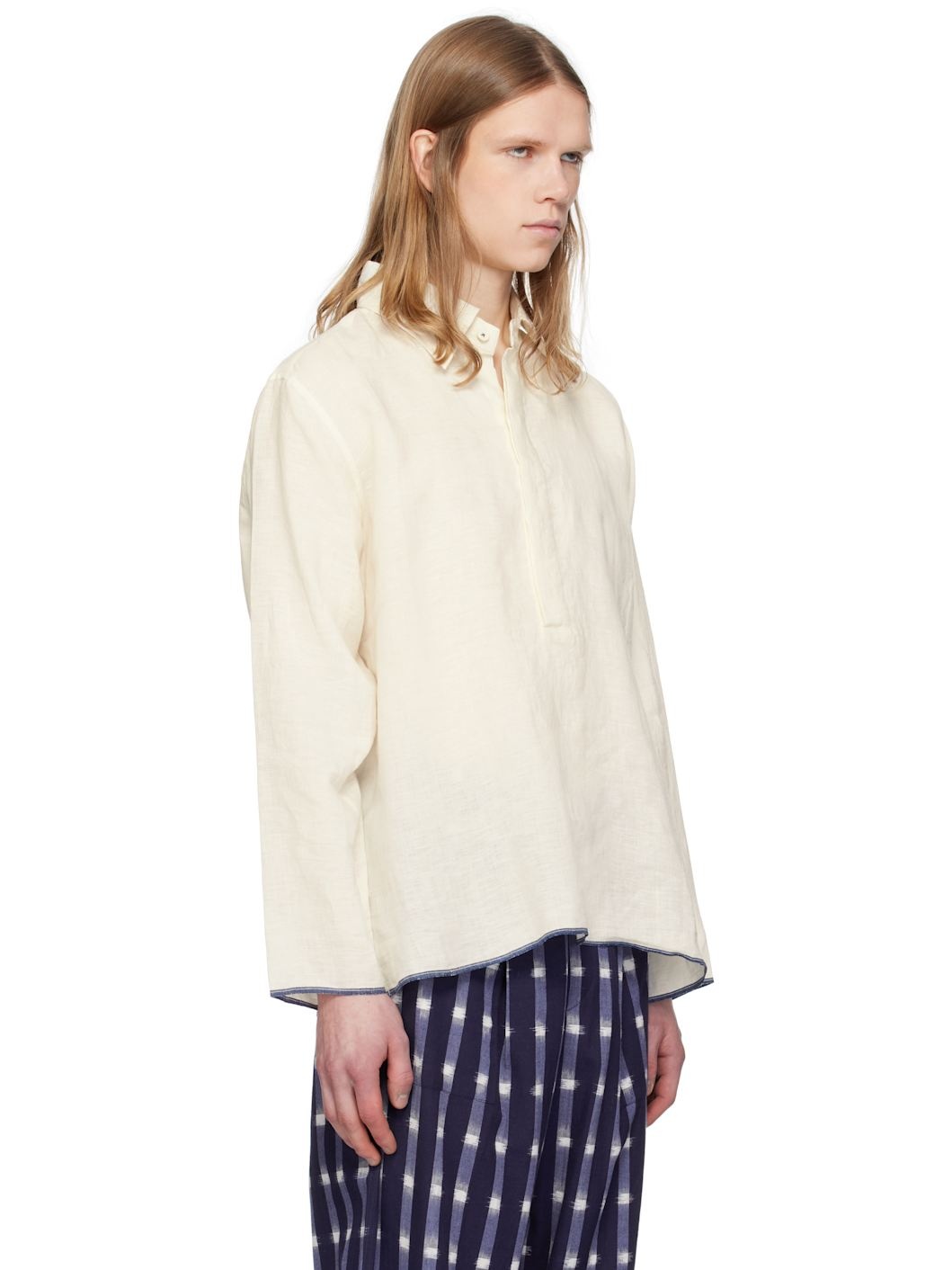 White Linen Popover Shirt - 2