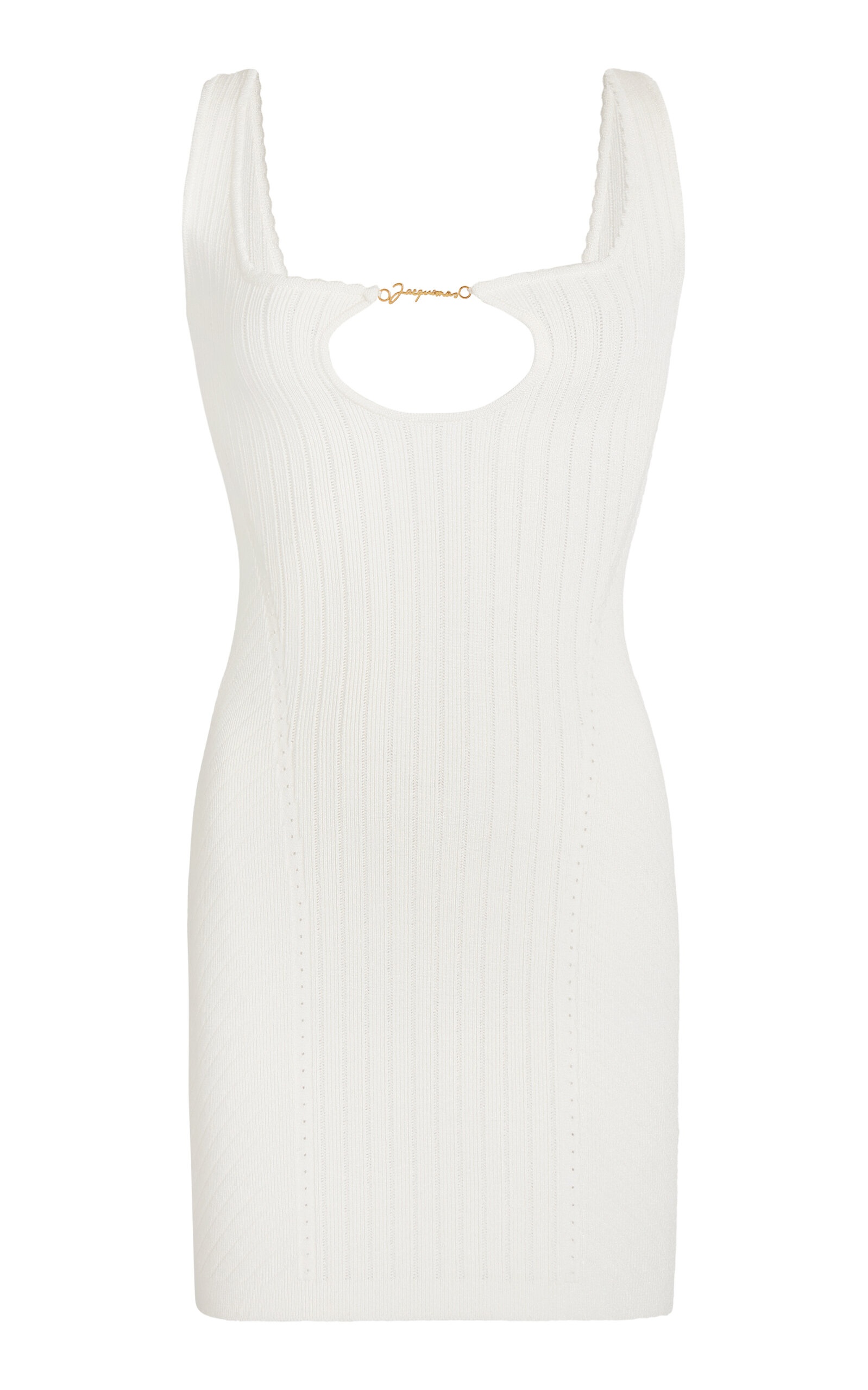 Sierra Charm-Detailed Ribbed-Knit Mini Dress ivory - 1