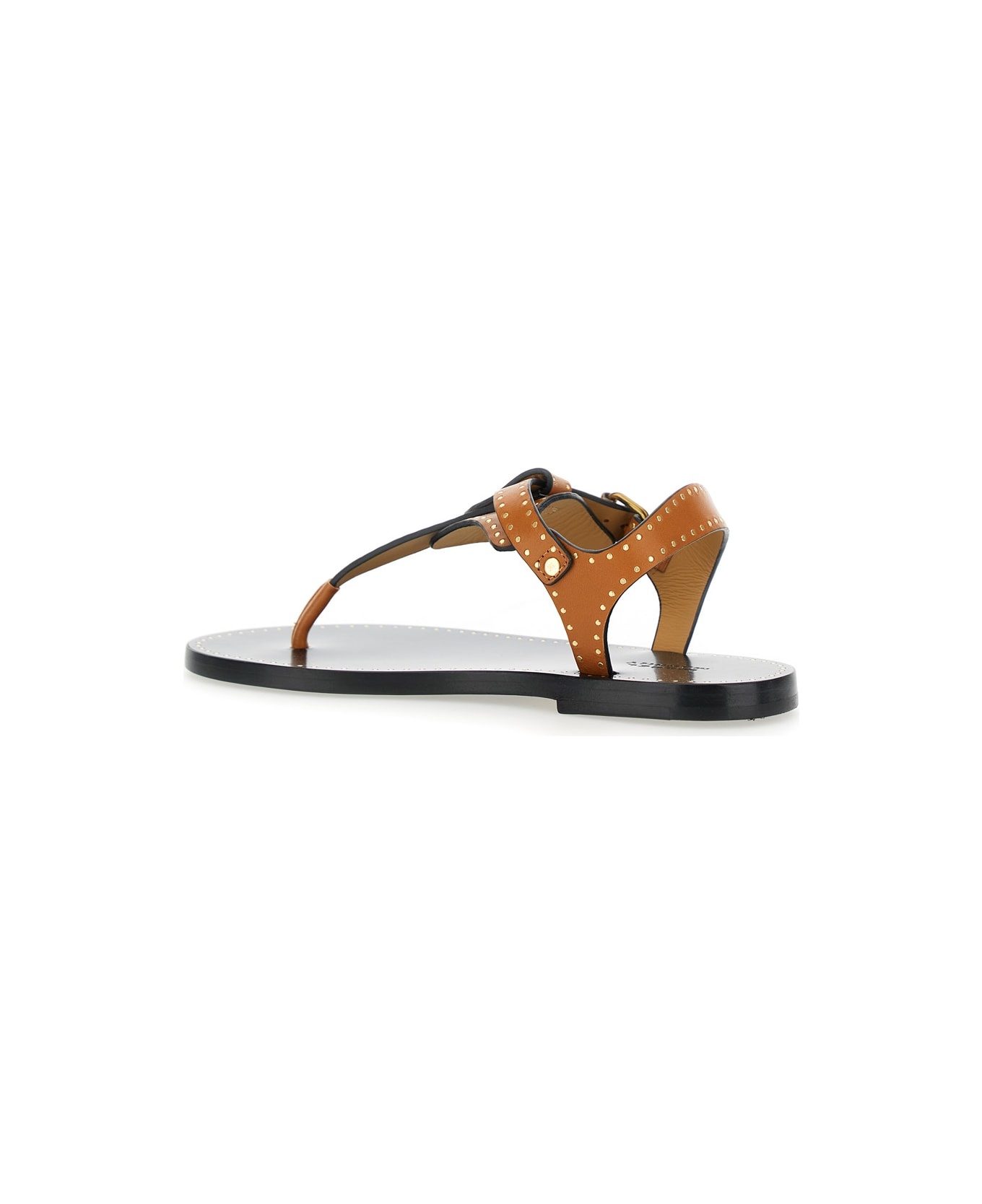 'jooni' Brown Sandals With Buckle Closure And Metal Studs In Leather Woman - 3