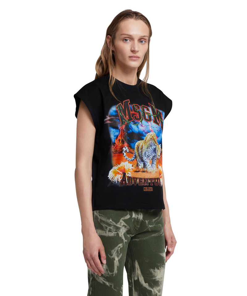 Sleeveless T-Shirt with "MSGM adventures" graphic 4