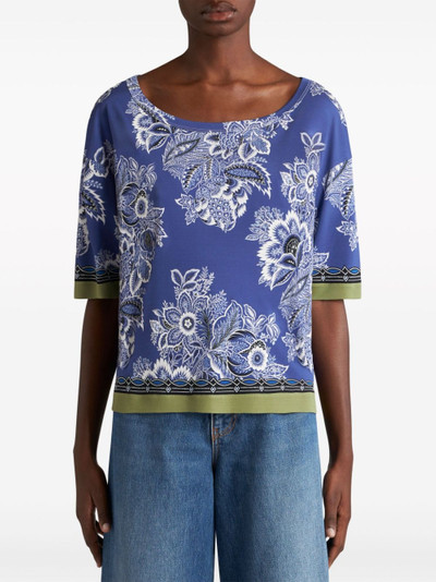 Etro floral-print contrasting-trim blouse outlook