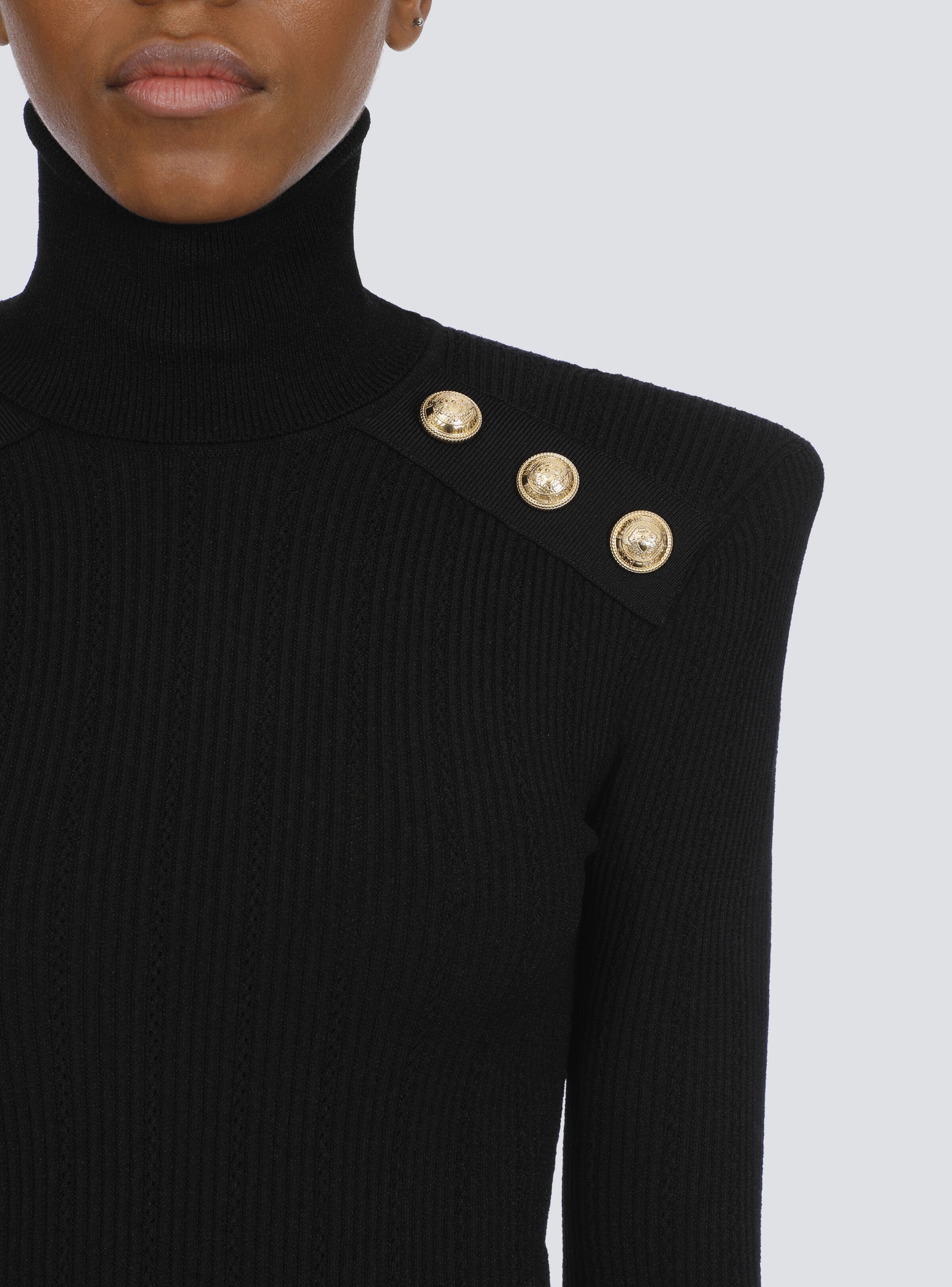 Knit jumper with gold buttons - 7