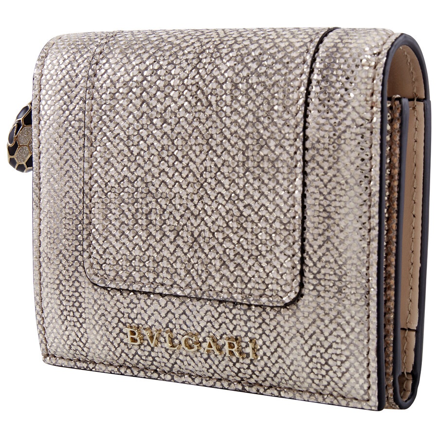 Bvlgari Serpenti Forever Compact Leather Wallet- Beige - 2