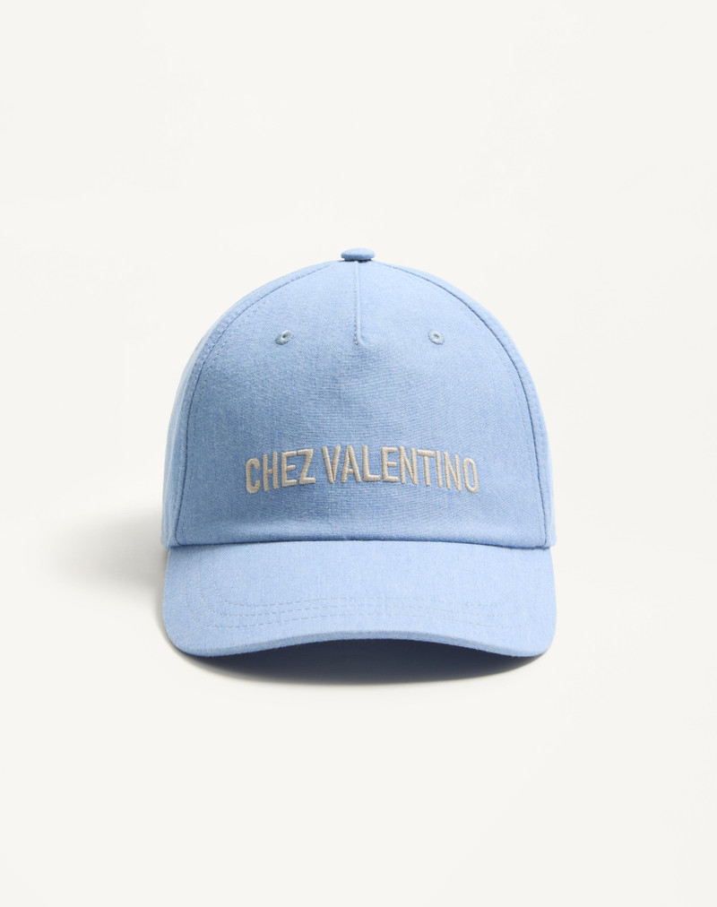 CHEZ VALENTINO DENIM BASEBALL CAP WITH EMBROIDERY 1