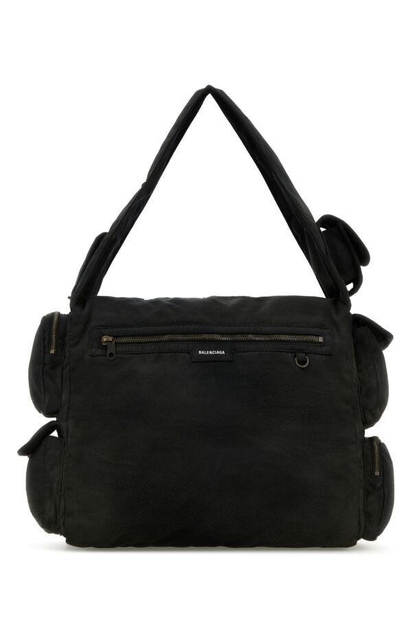 Charcoal canvas shoulder bag - 4