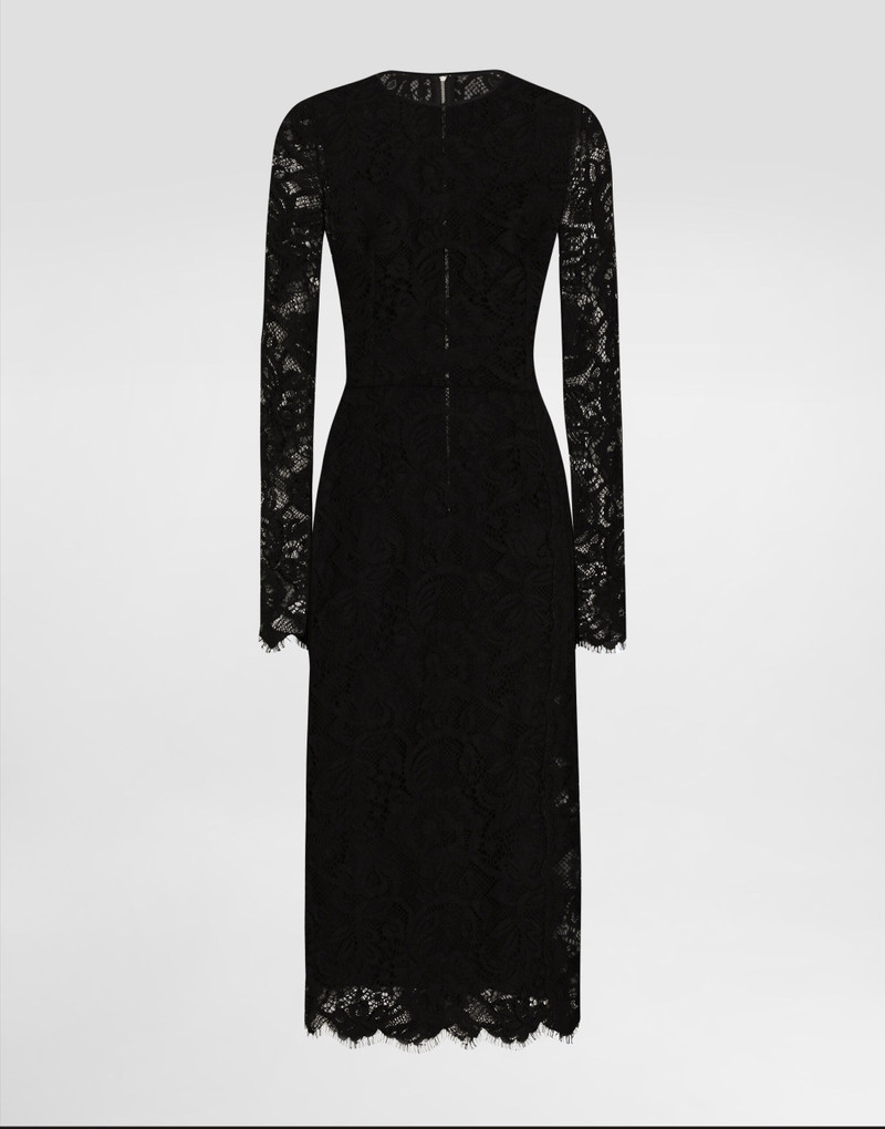 Flared calf-length floral lace dress with contrasting lining 1