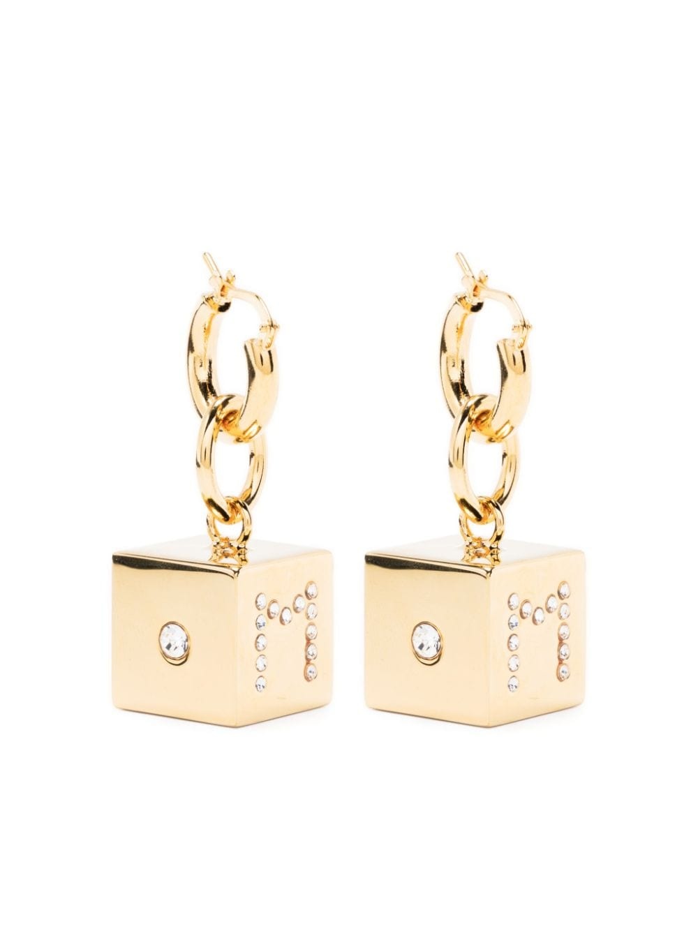 cube-charm hinged hoop earrings - 1