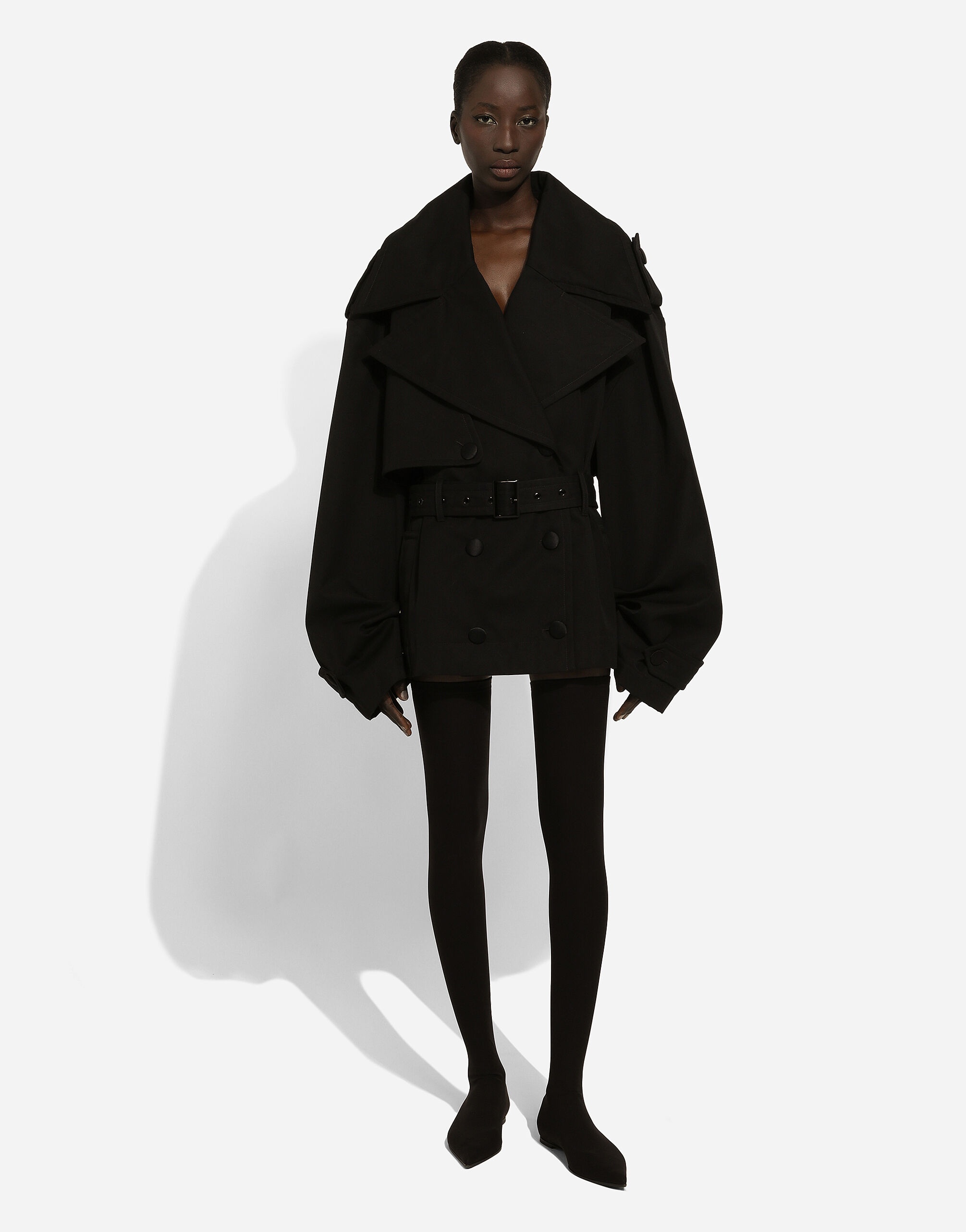 Double-breasted jacket with cotton belt - 3
