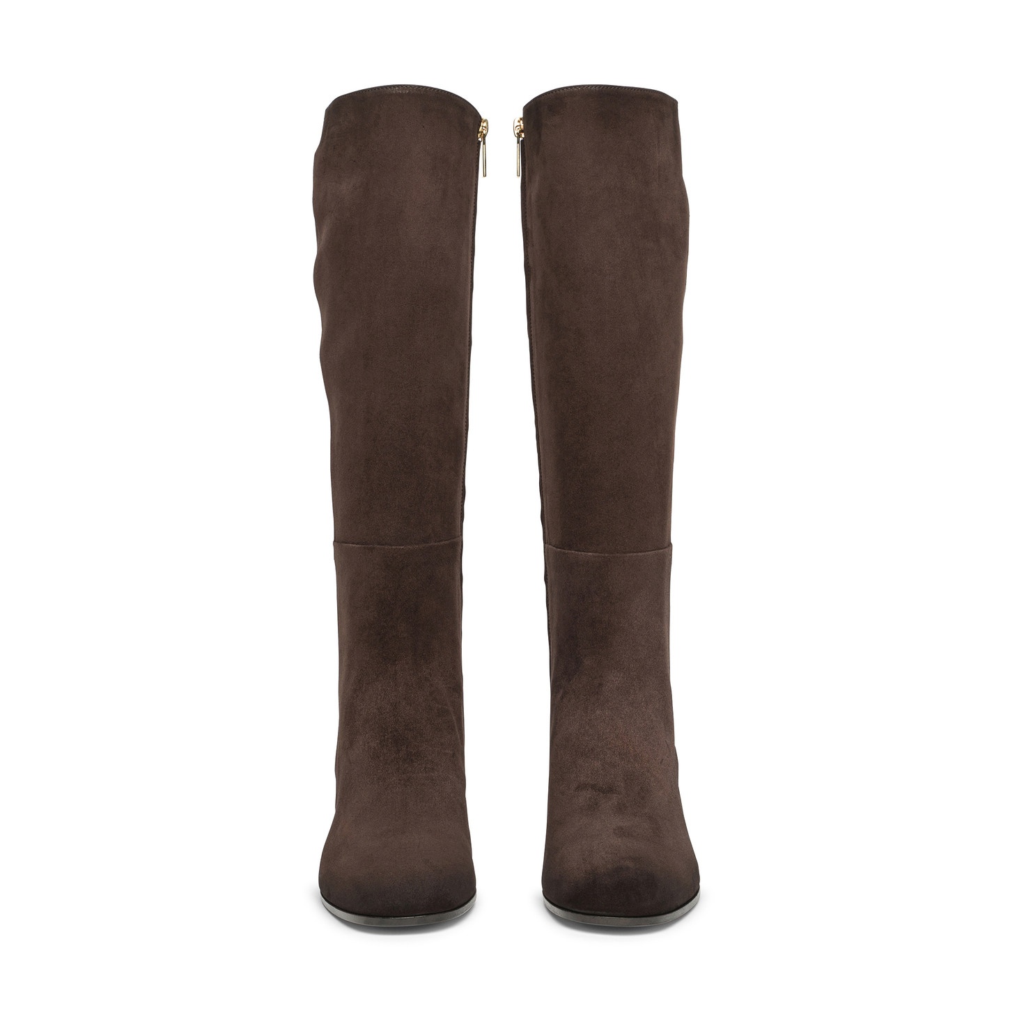 Women's dark brown suede mid-heel boot - 4