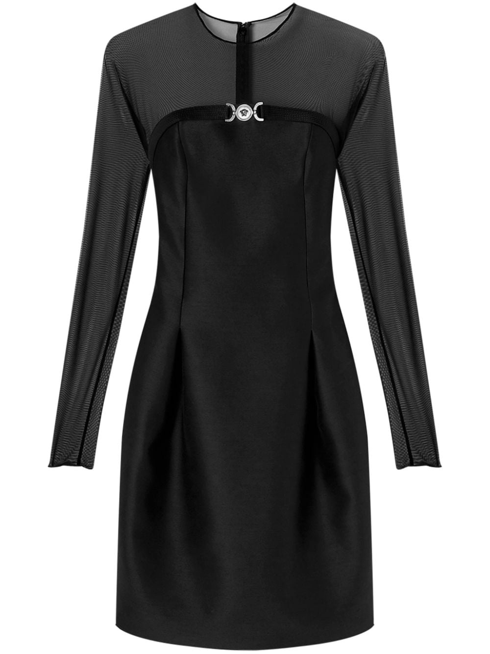 logo-plaque silk dress - 1