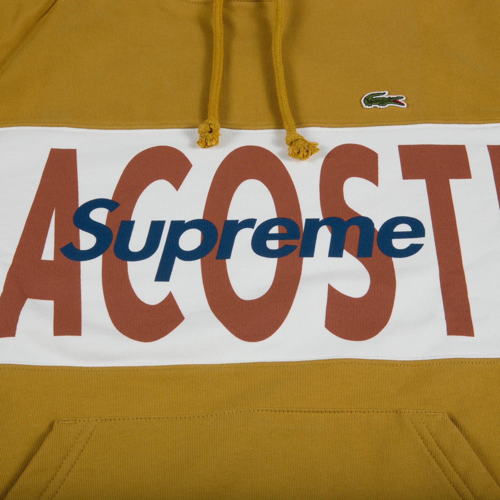 Supreme x Lacoste Logo Panel Hooded Sweatshirt 'Gold' - 2