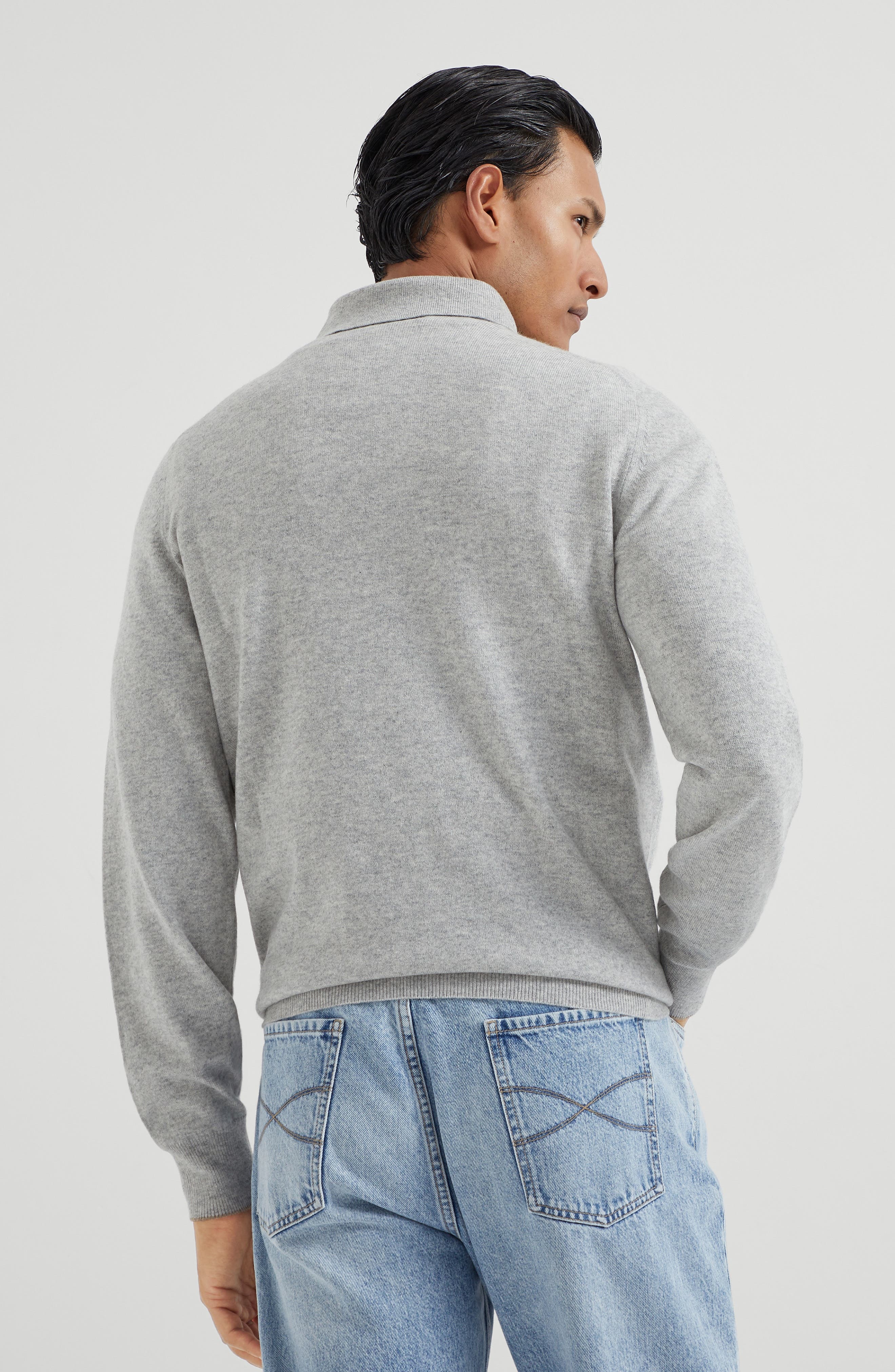 Brunello Cucinelli Polo-style sweater in Light Grey at Nordstrom - 3