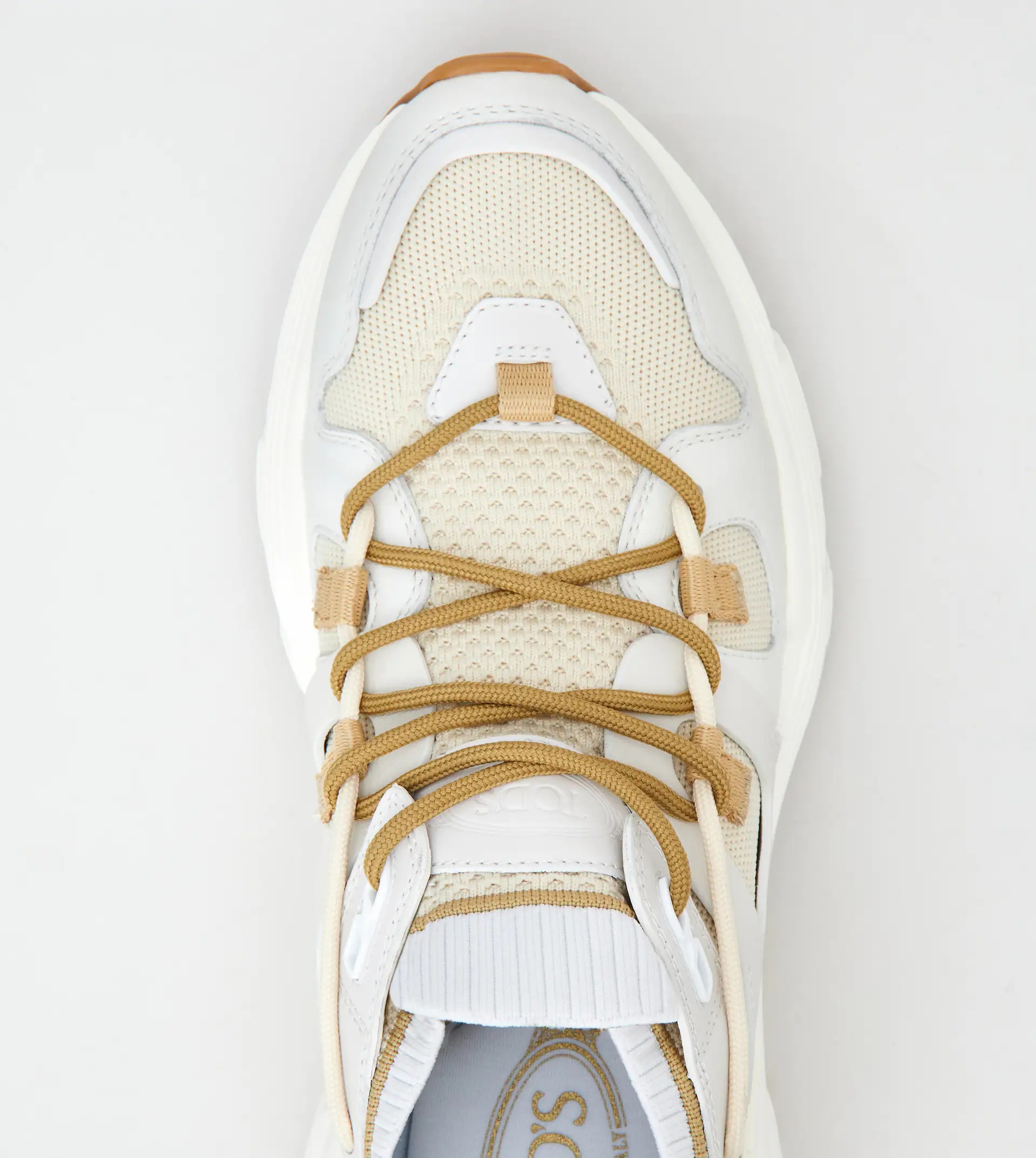 SNEAKERS IN LEATHER AND TECHNICAL FABRIC - WHITE - 4