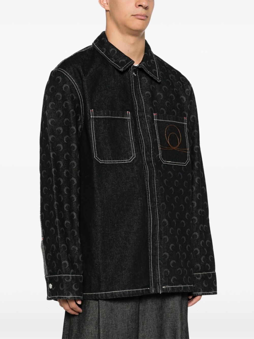 Moon-laser denim overshirt - 3