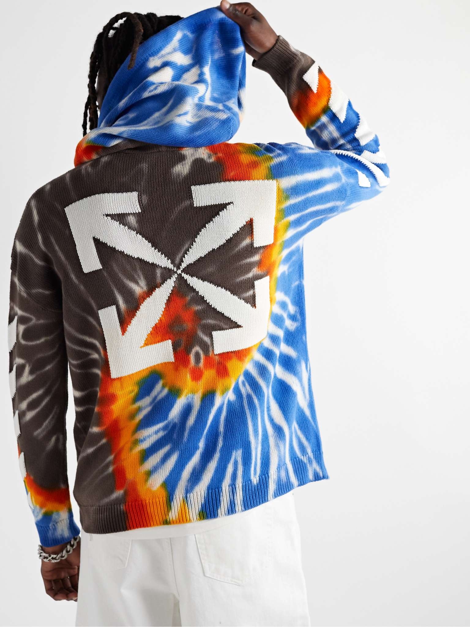 Logo-Jacquard Tie-Dyed Cotton-Blend Hoodie - 4