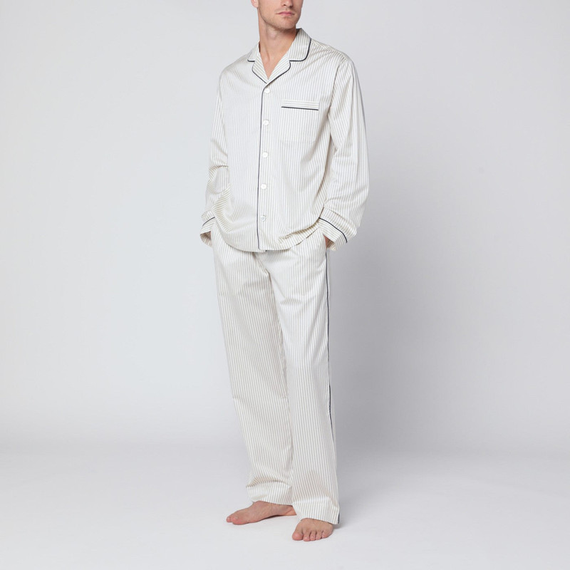 TEKLA Brown and white striped pyjama trousers outlook