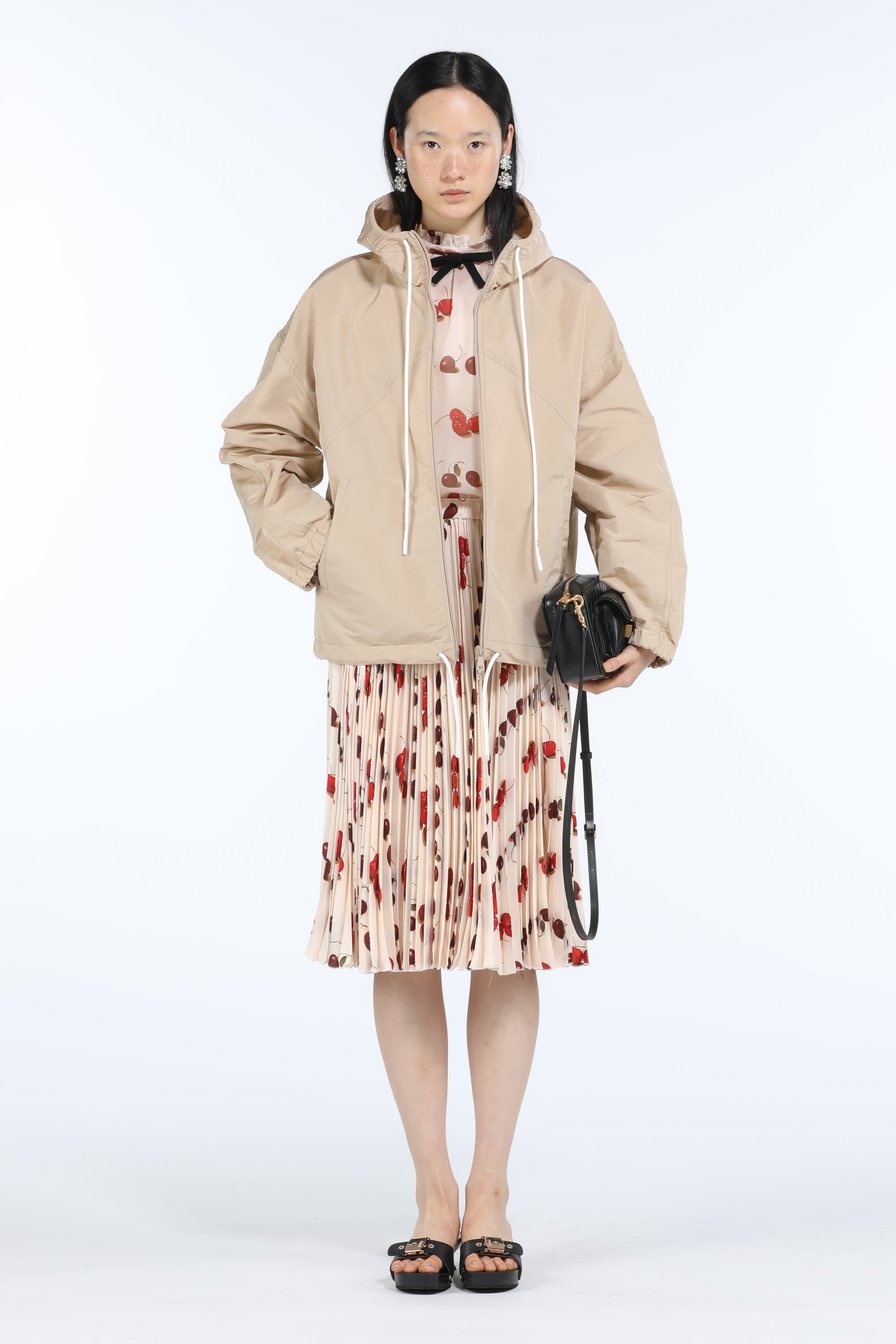 CHERRY-PRINT PLEATED SKIRT - 4