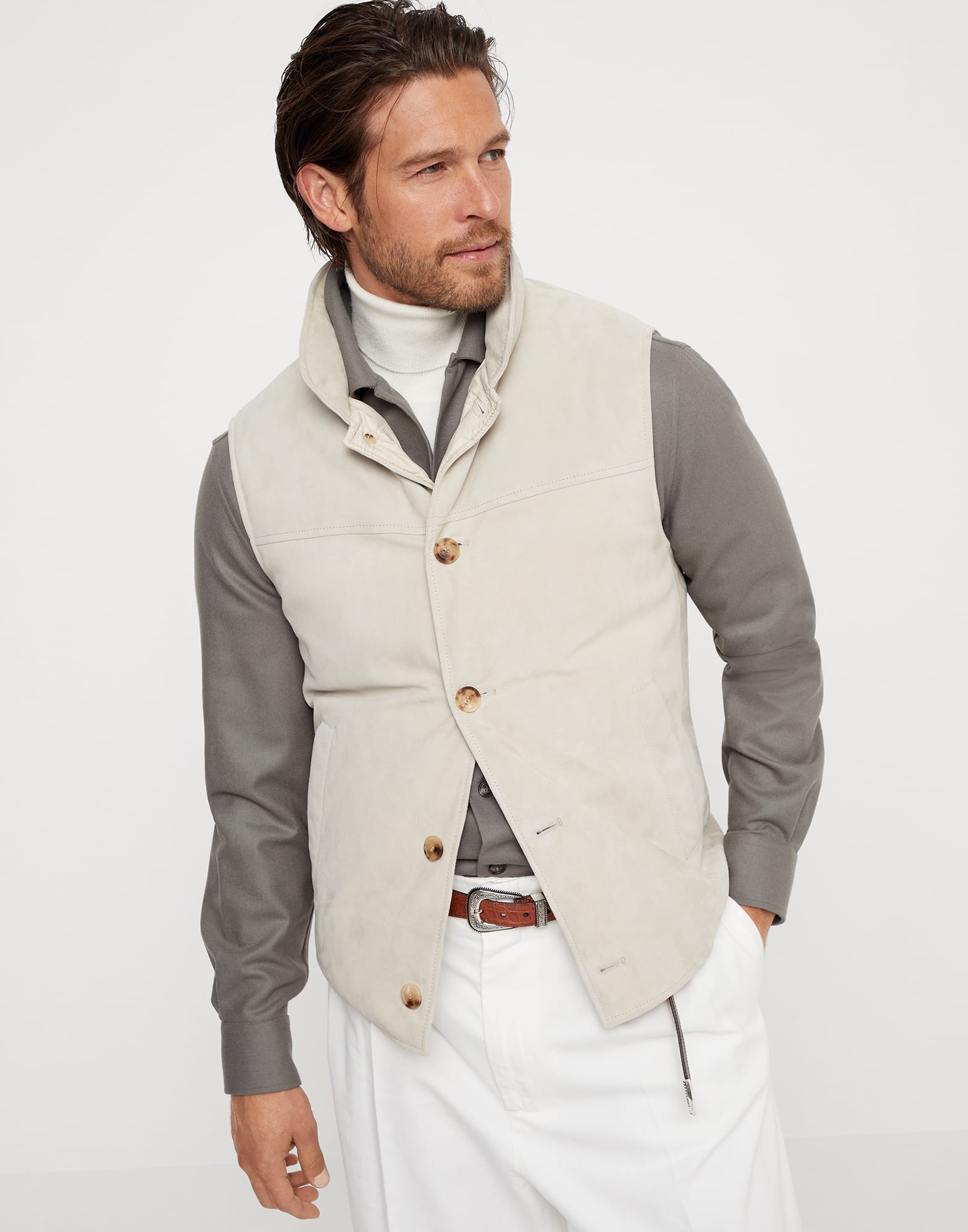 Suede down vest - 1