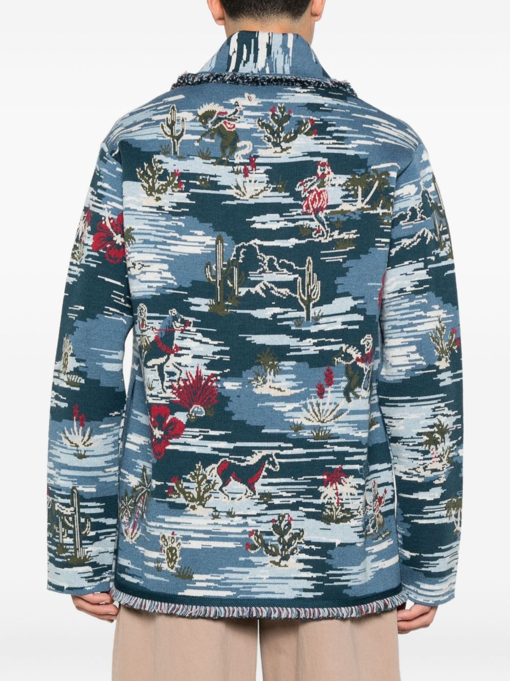 fringed patterned cardigan - 4