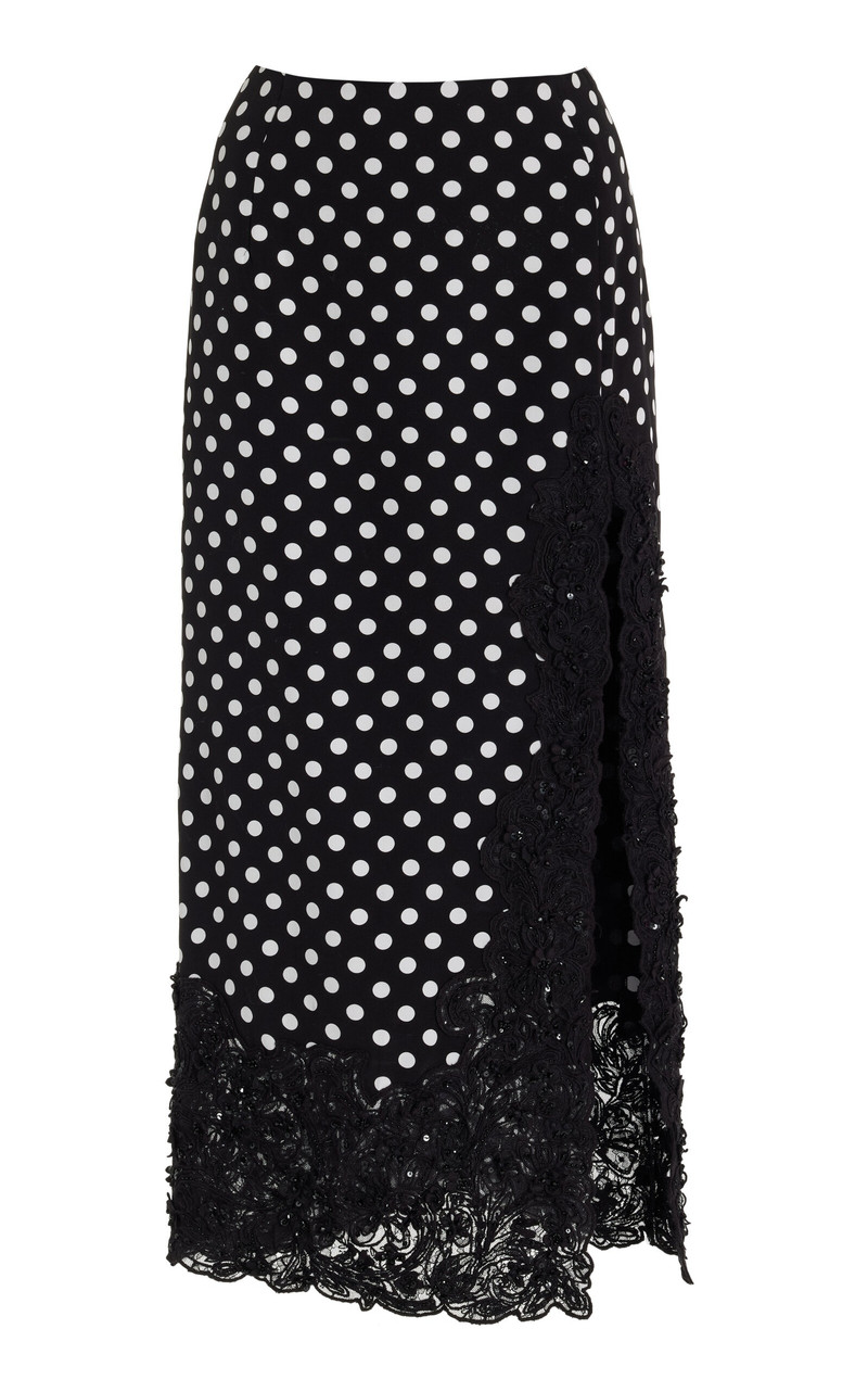 Embellished Silk Midi Skirt black/white - 1