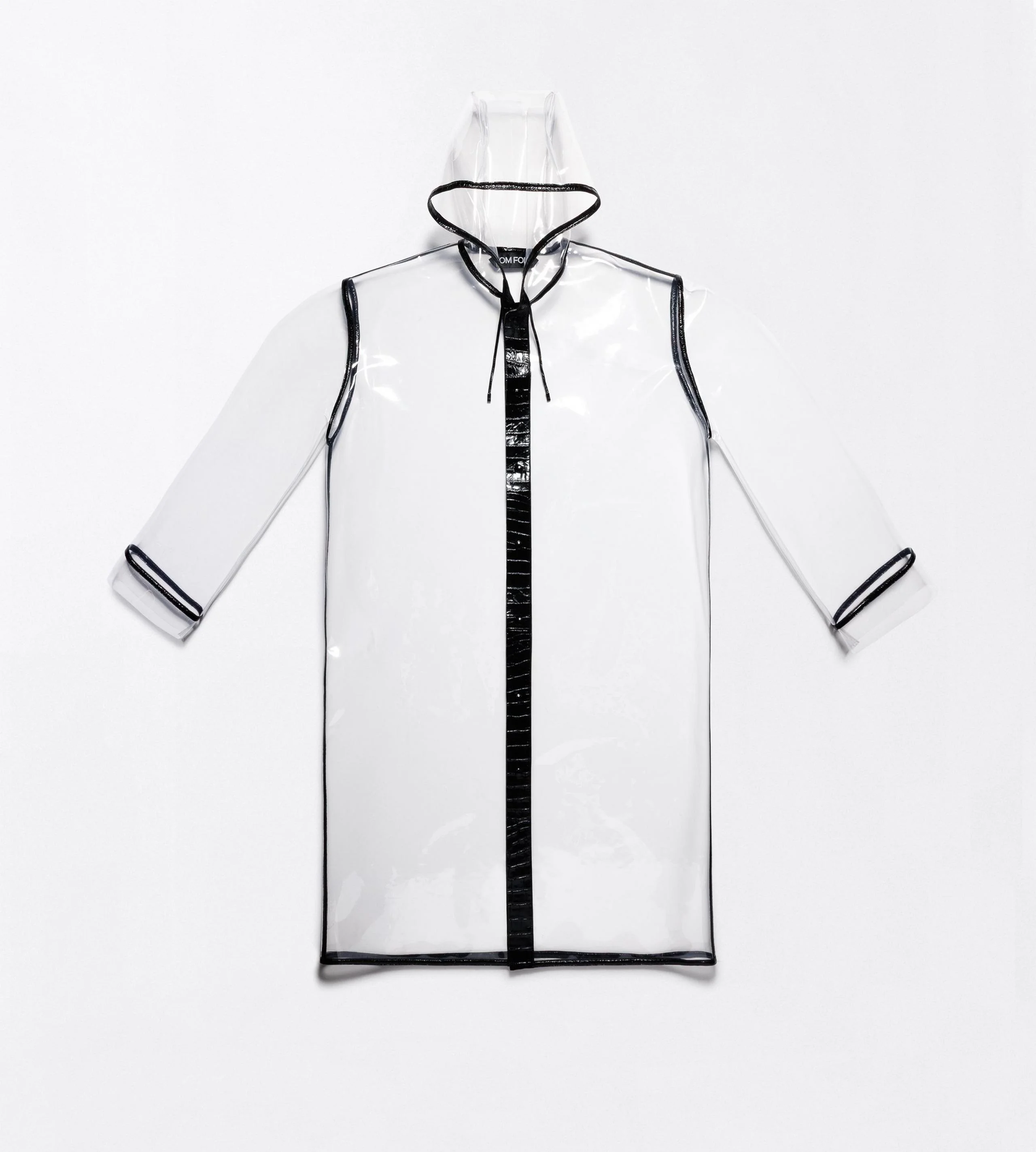 TRANSPARENT RAINCOAT WITH PRINTED LEATHER DETAILS - 1