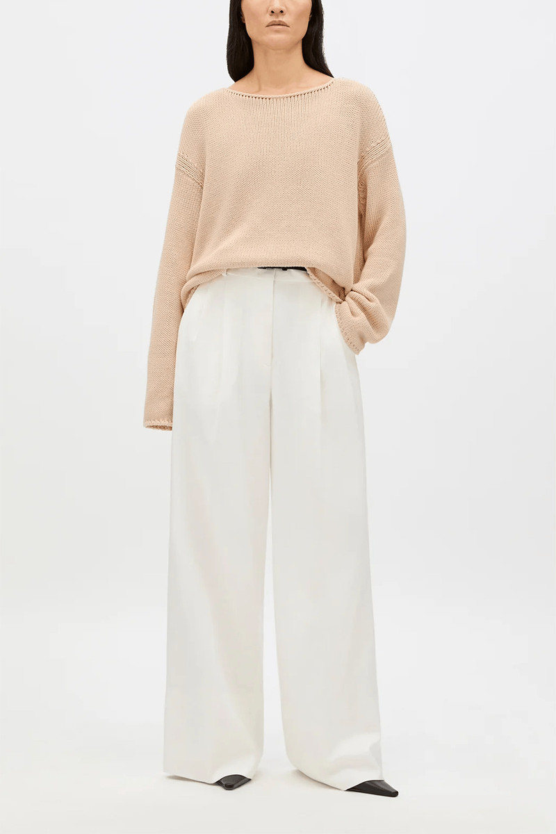 Another Tomorrow Draped Knit Sweater in Sand outlook