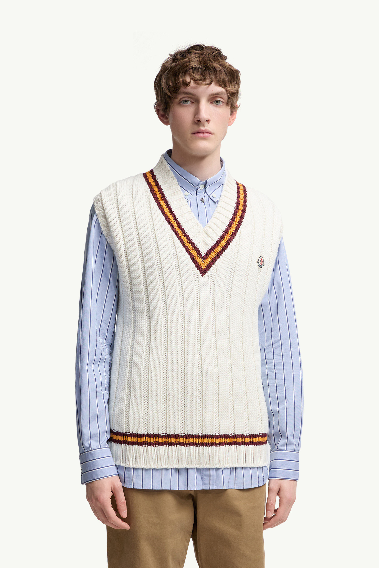 Wool & Cotton V-Neck Vest - 3