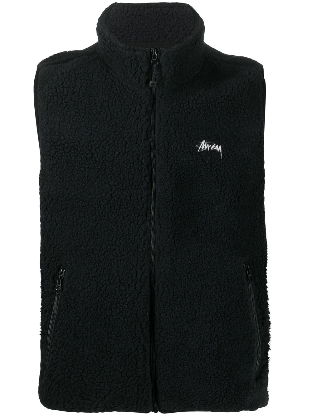 embroidered logo shearling gilet - 1