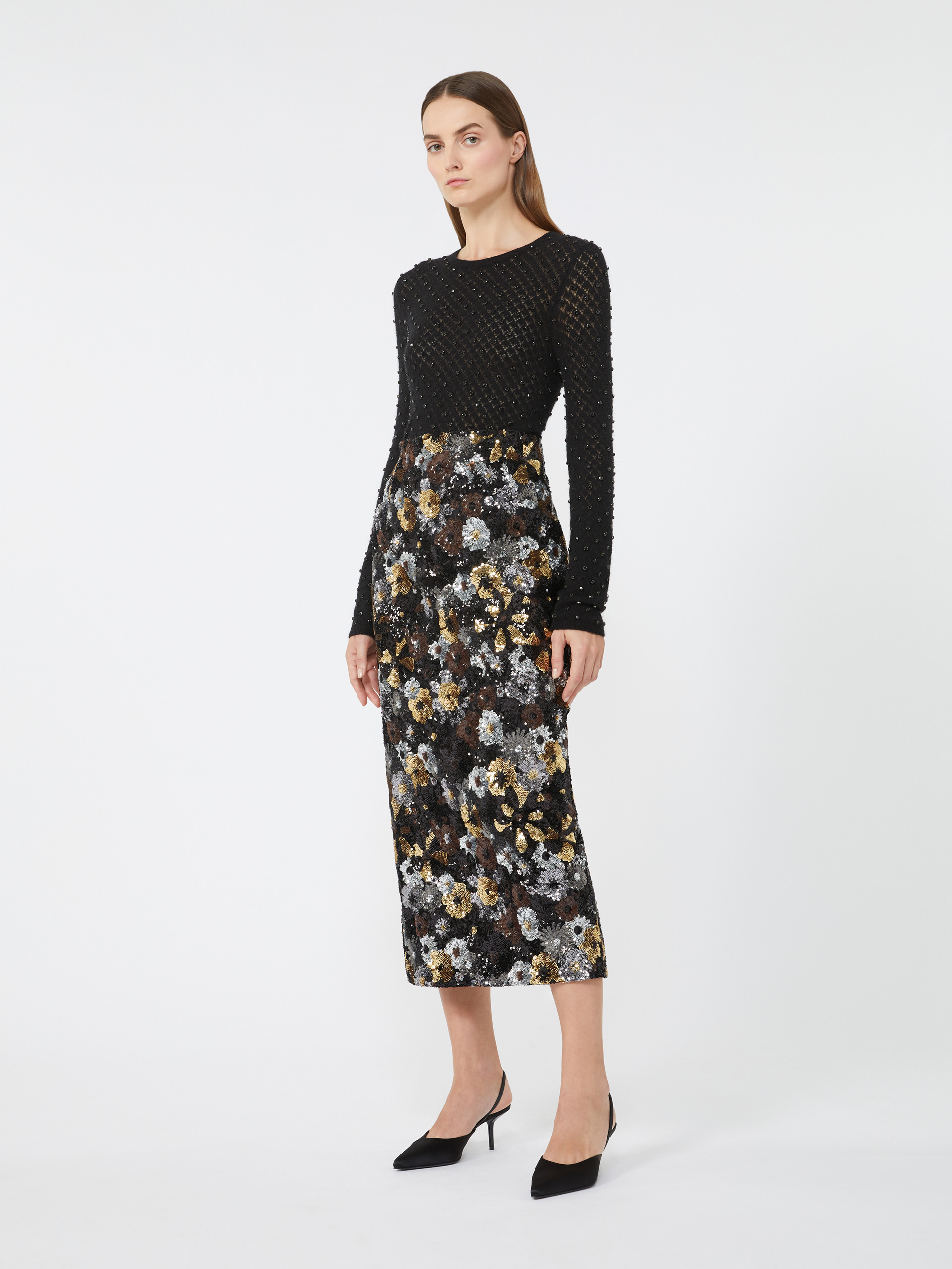 DAMIANA Pencil skirt in tulle and sequin - 2