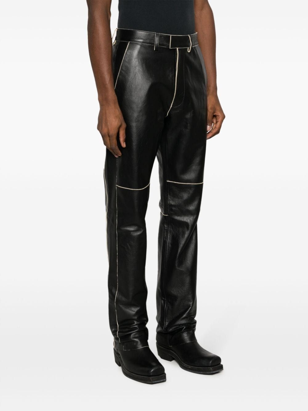 straight-leg leather trousers - 4