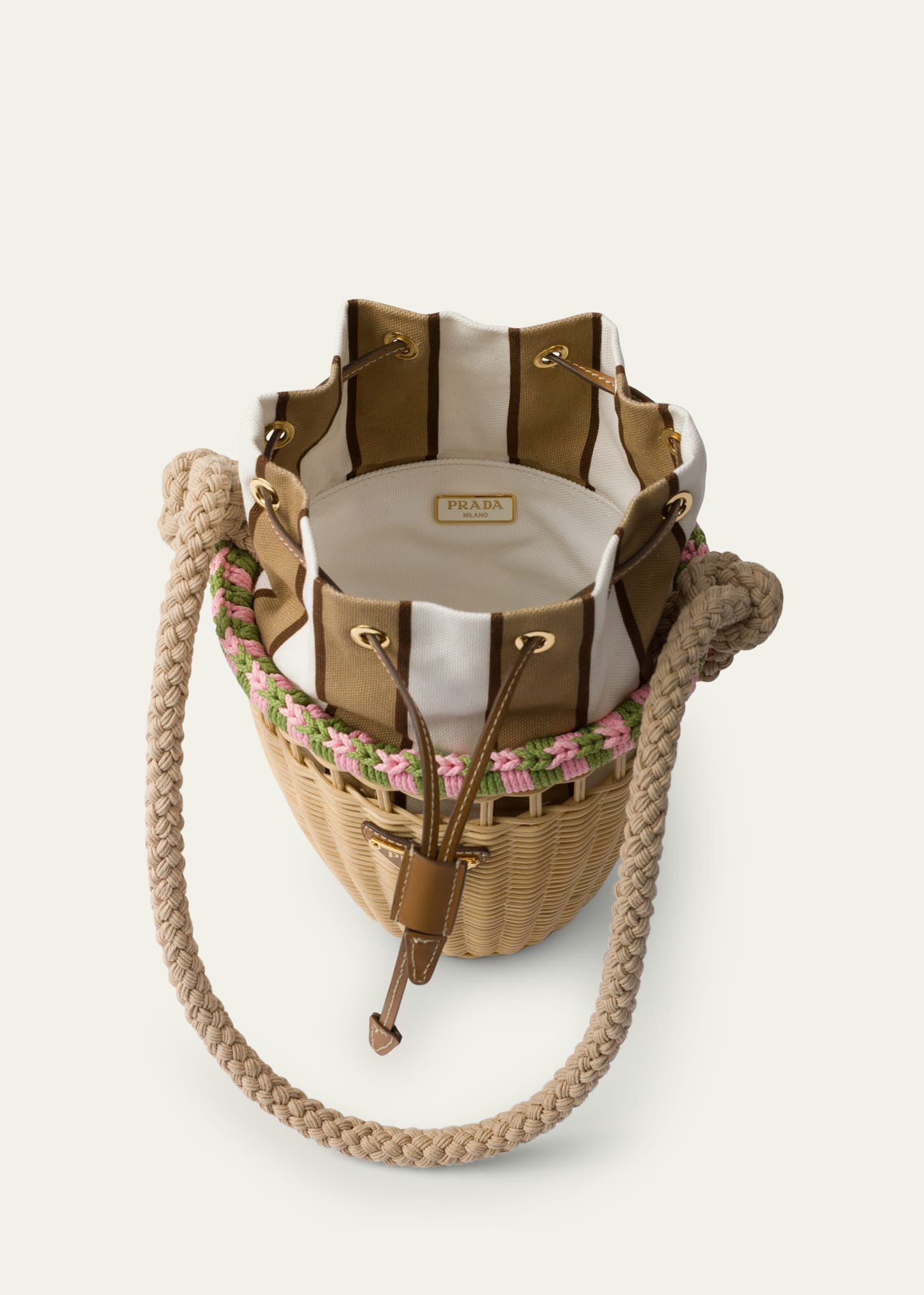 Basket Rope Rattan Bucket Bag - 4