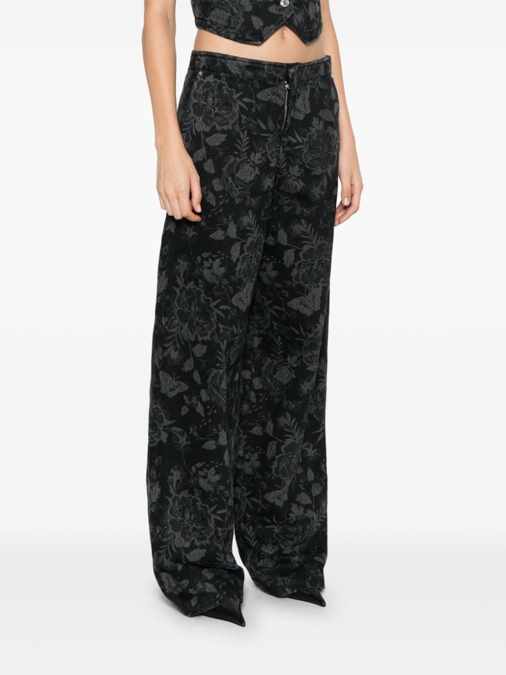 laser-print denim trousers - 3