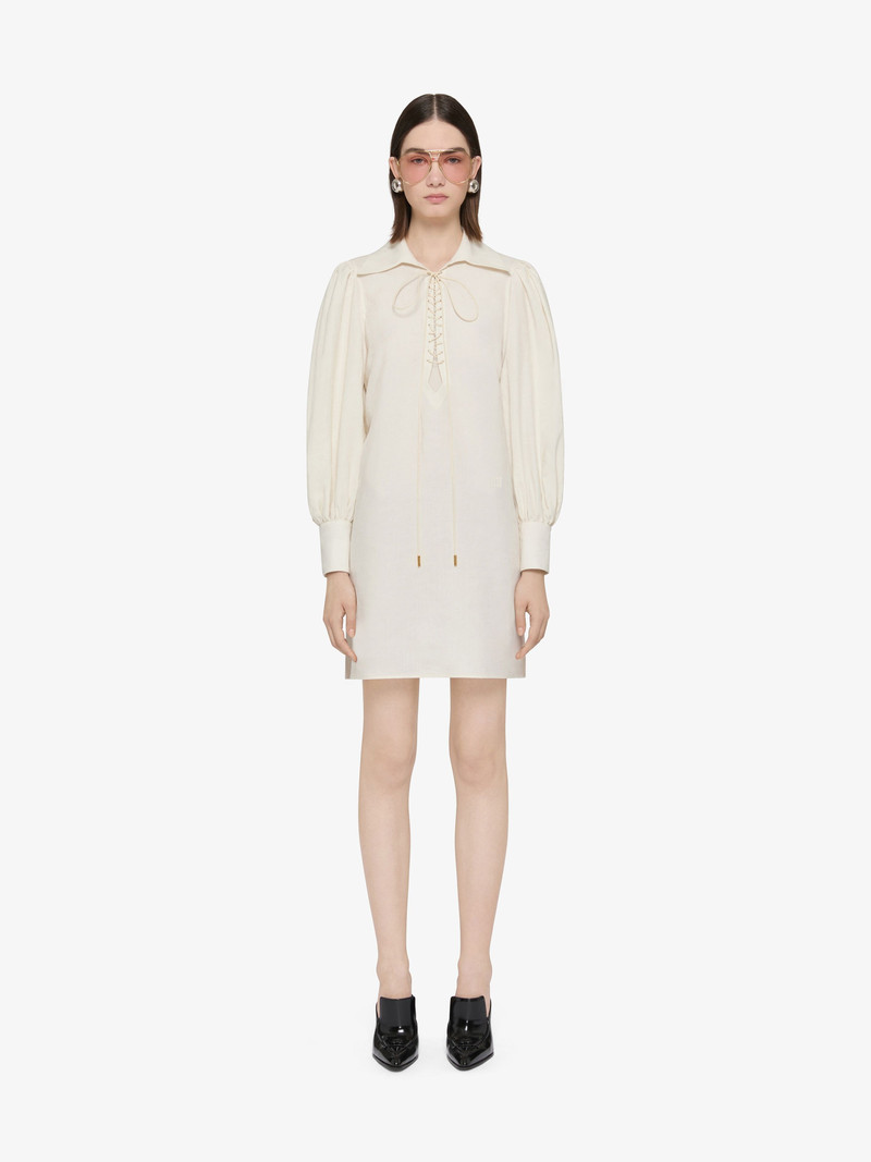 Givenchy SHIRT DRESS IN LINEN WITH LACES AND 4G EMBROIDERY outlook