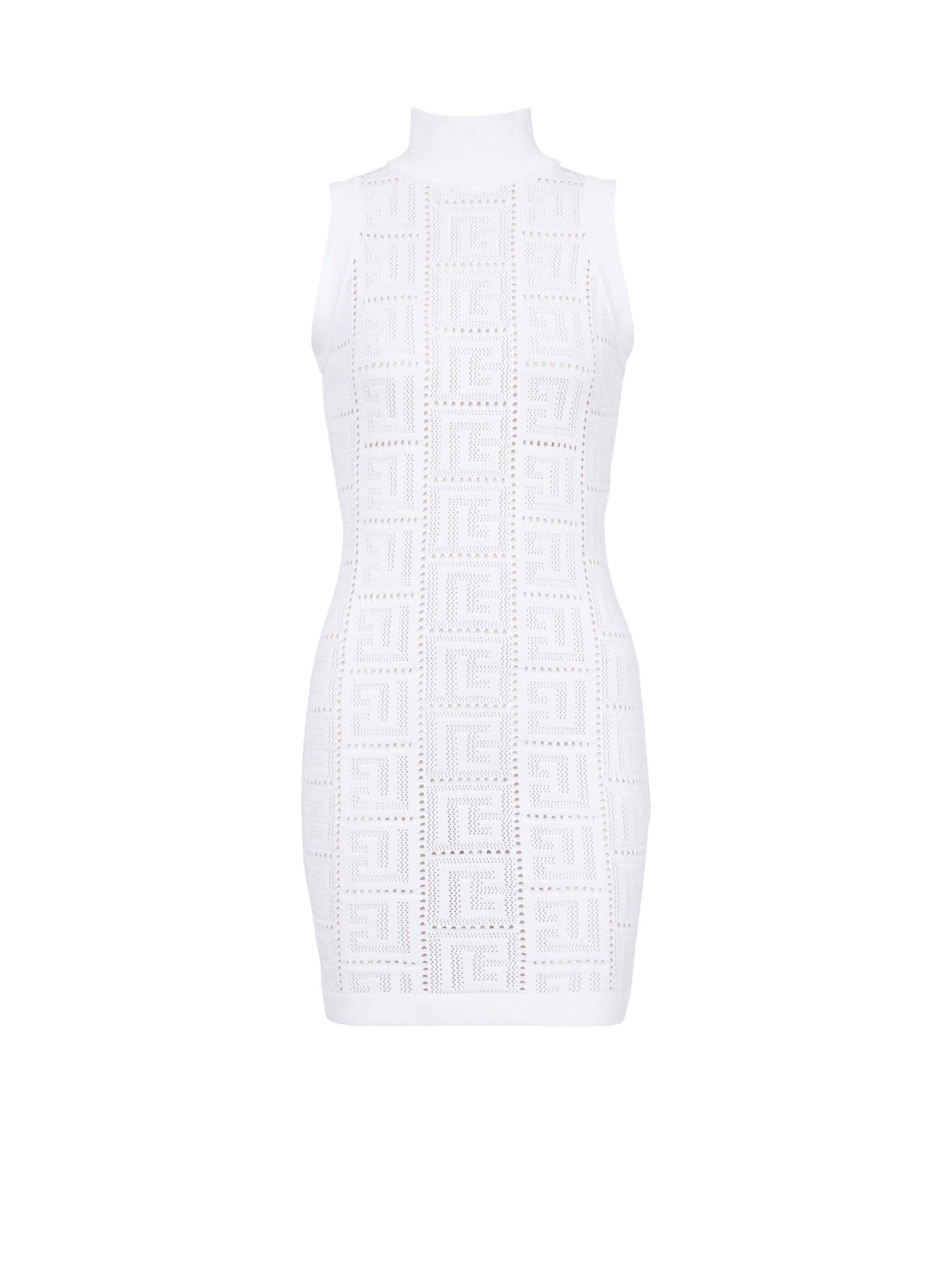 Short eco-designed knit dress with Balmain monogram - 1