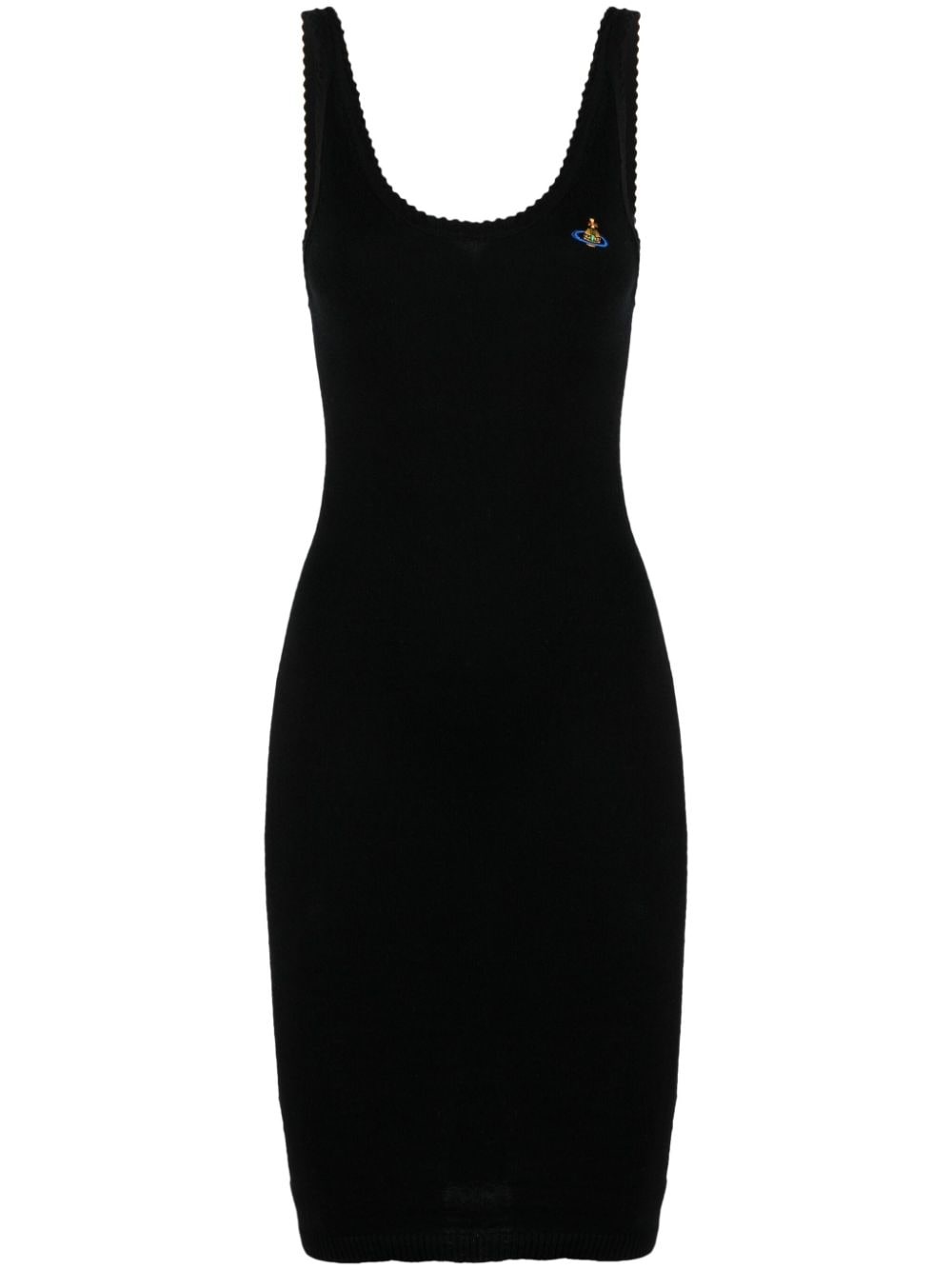 Orb logo-embroidered ribbed mini dress - 1