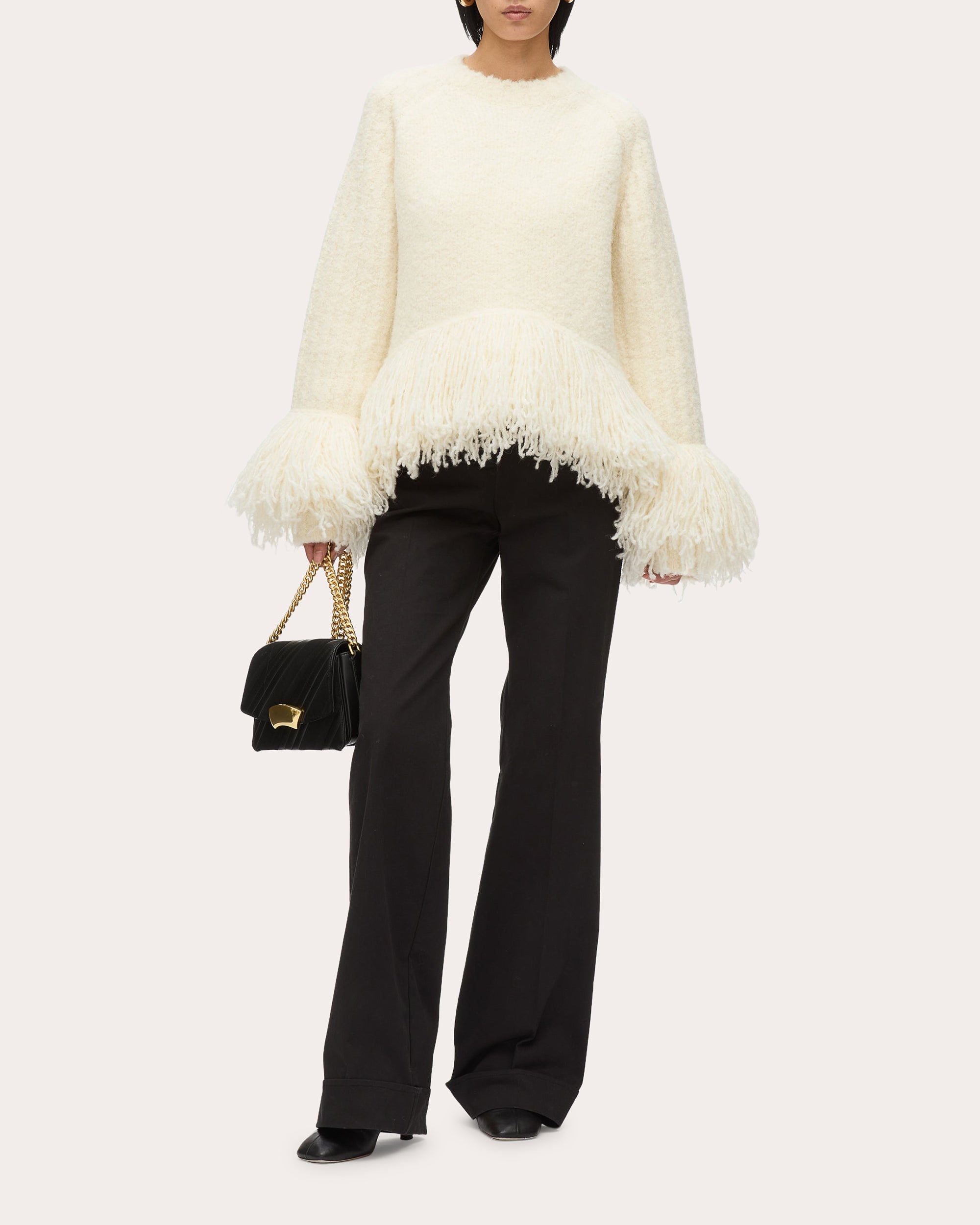 Fringed Wool Bouclé Knit Sweater - 4
