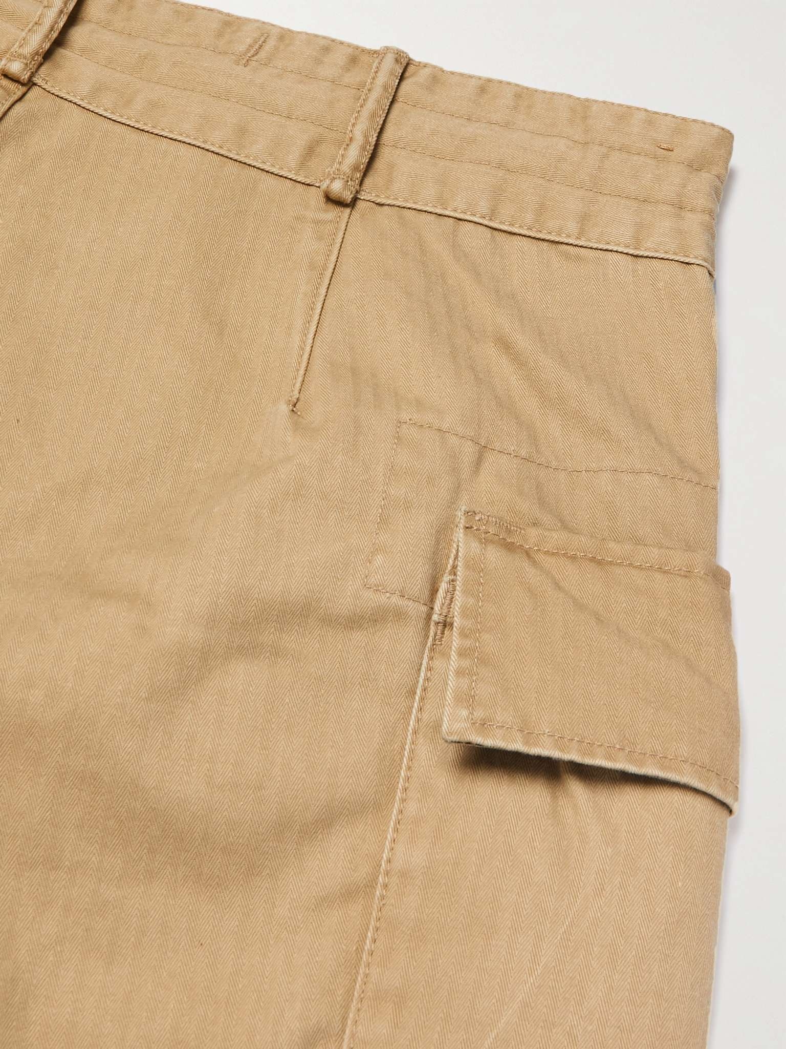 Campbell Herringbone Cotton Drawstring Cargo Trousers - 5