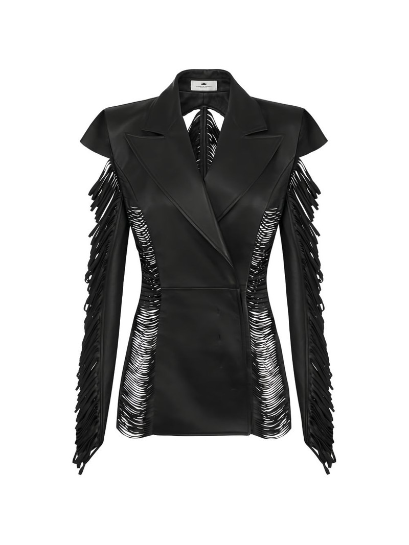 double-breasted fringed leather jacket 1
