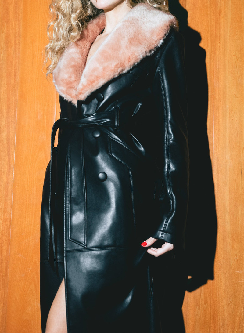 Vegan Leather & Fur Coat 5