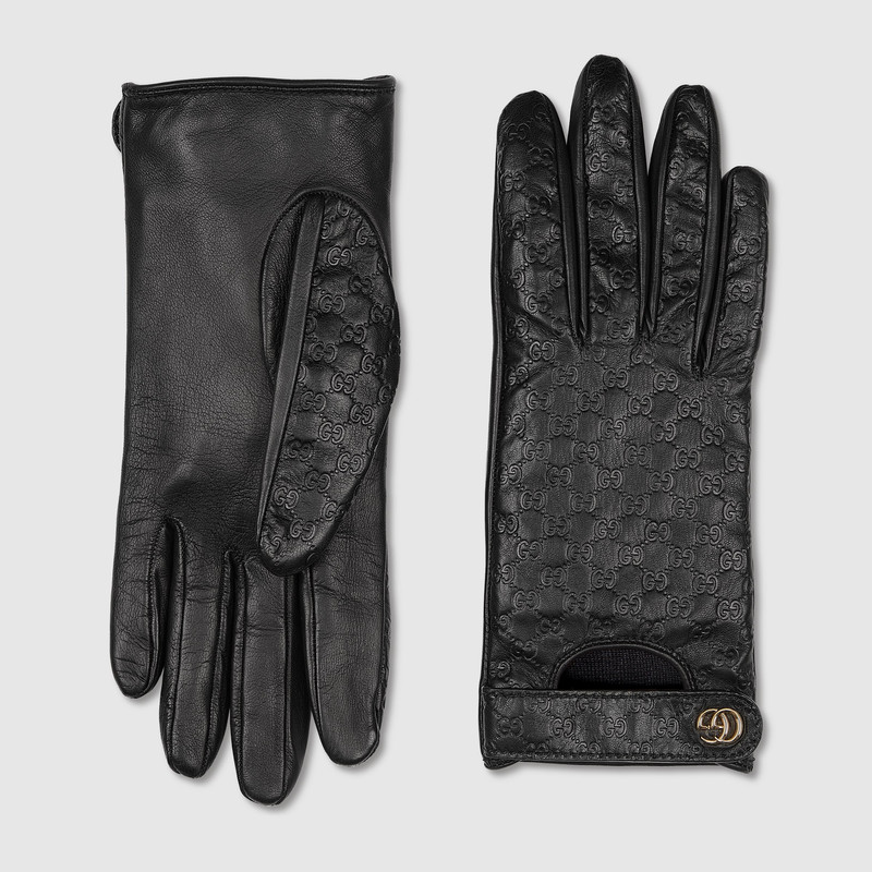 GG leather gloves with Double G 1