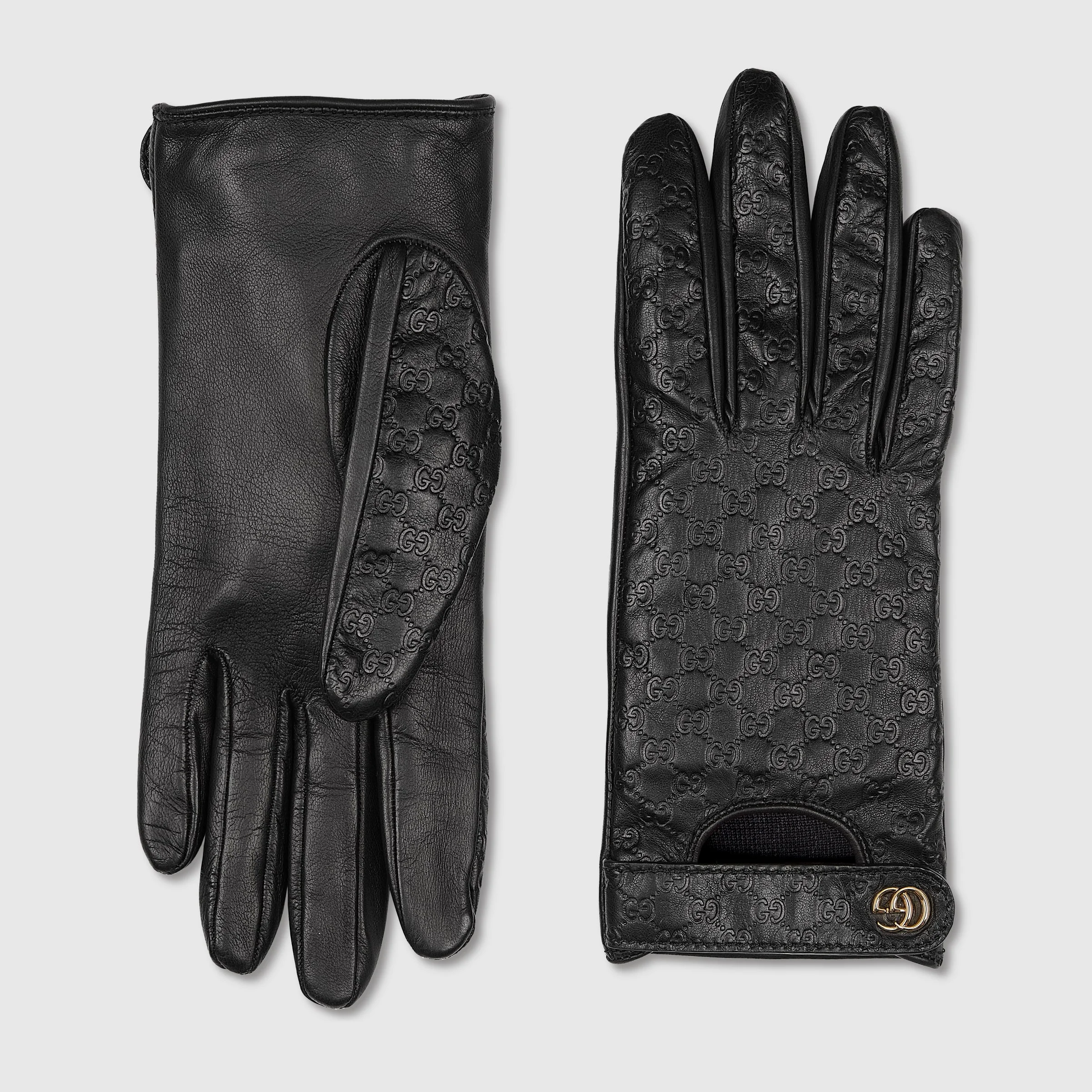 GG leather gloves with Double G - 1