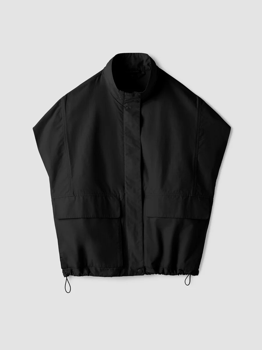 Light Cotton Nylon High Collar Vest - 1