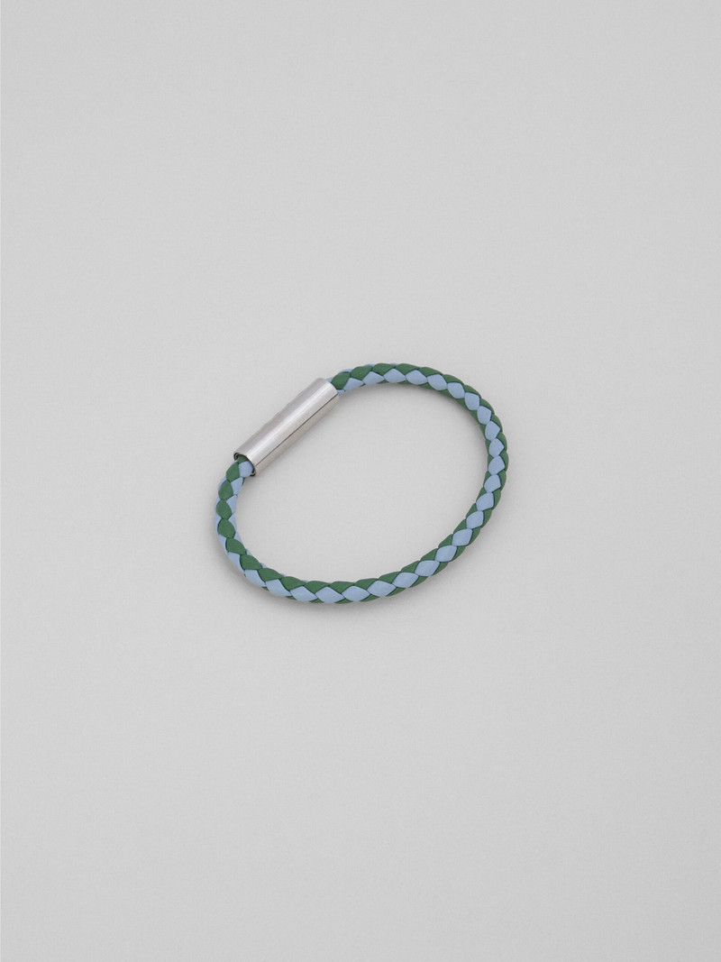 GREEN AND LIGHT BLUE BRAIDED LEATHER BRACELET 3